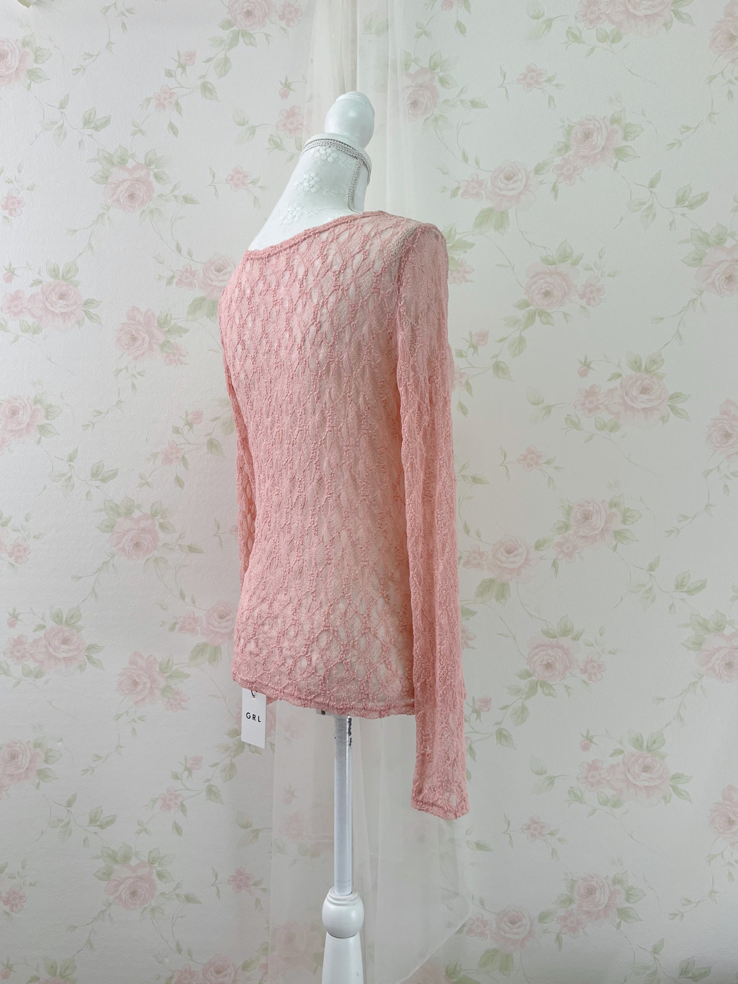 GRL Lacy Double String Cardigan (Peach Pink)