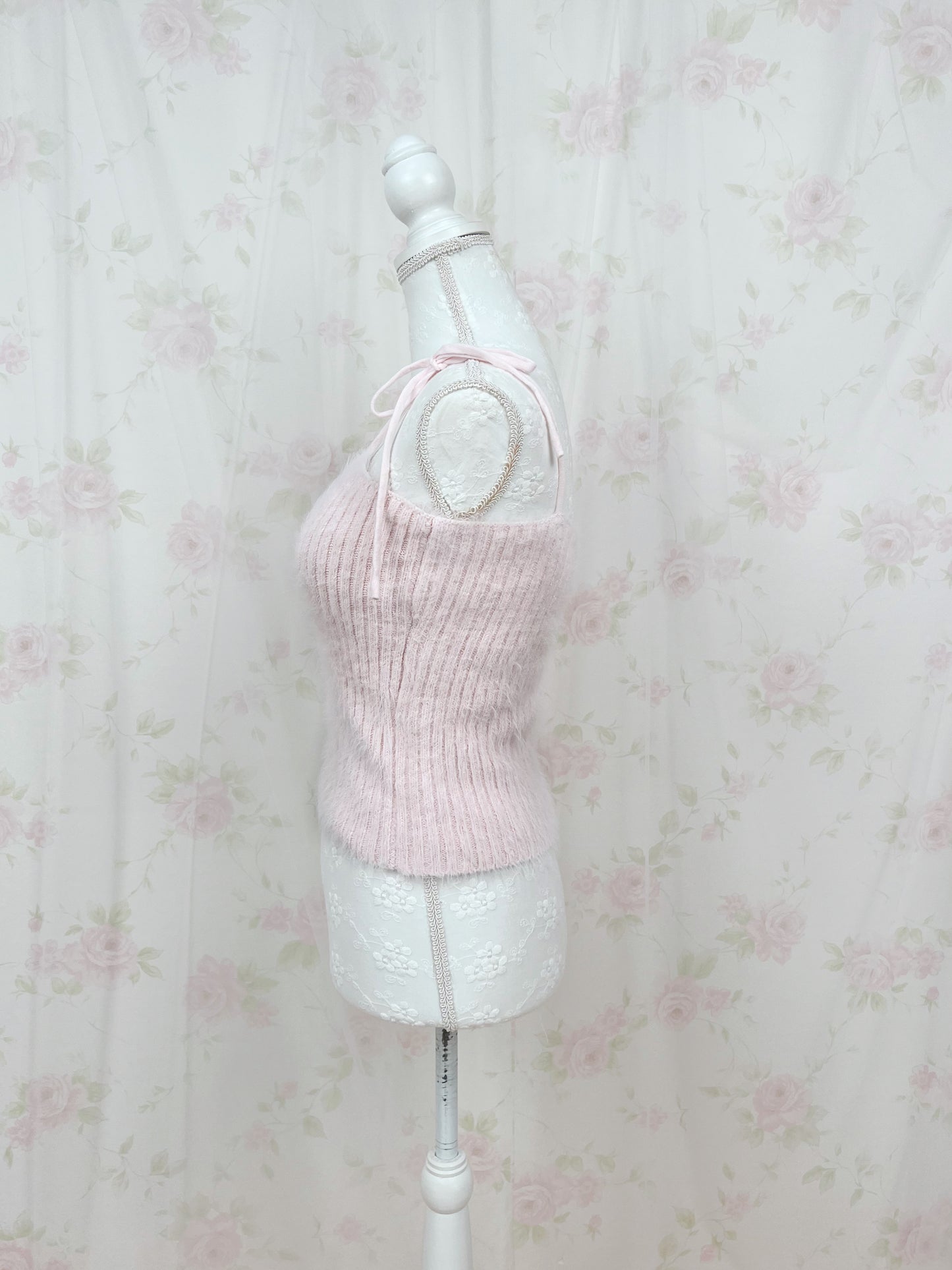 GRL Shaggy Camisole Set Cardigan (Baby Pink)