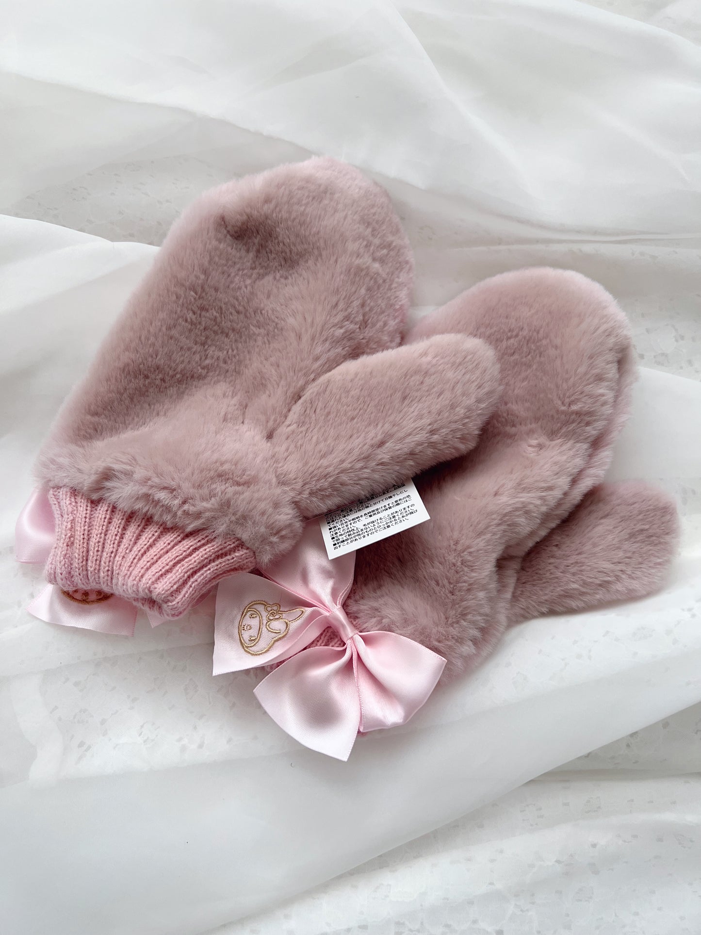 My Melody Mitten Eco Fur Satin Bow Gloves