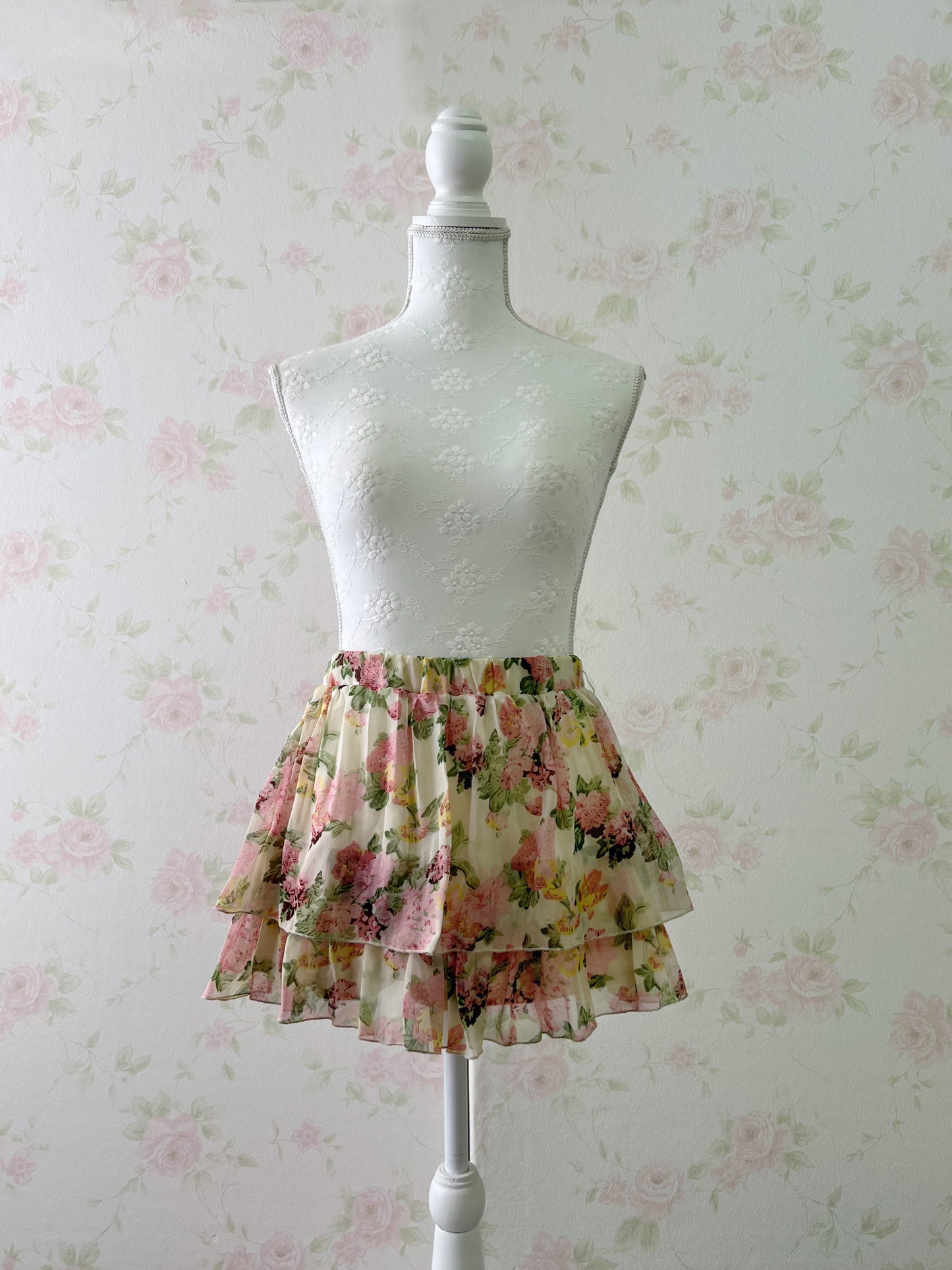 Gyaru Layered Floral Chiffon Skirt