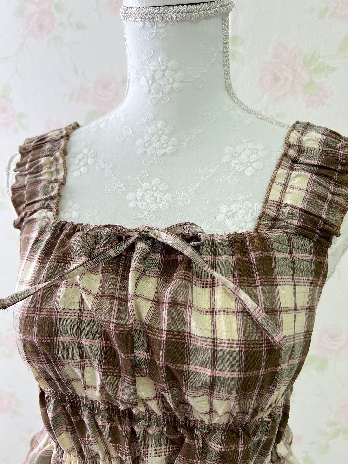 GRL Strawberry Chocolate Checked Girly Top