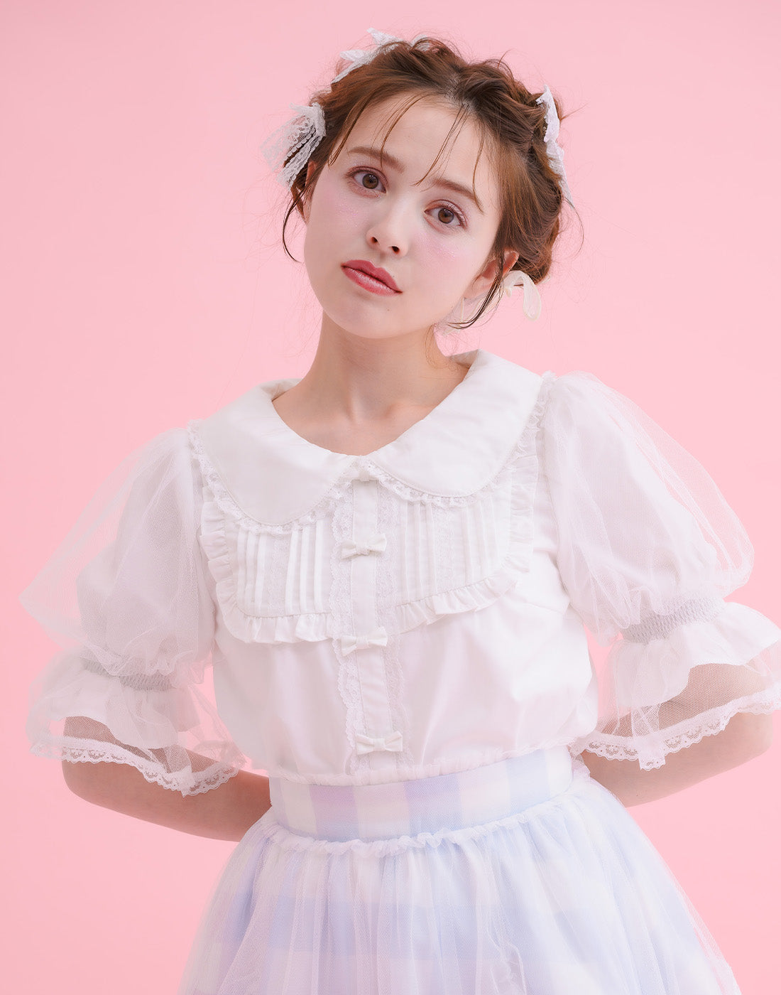mellfy memory Dreamy mini ribbon Blouse
