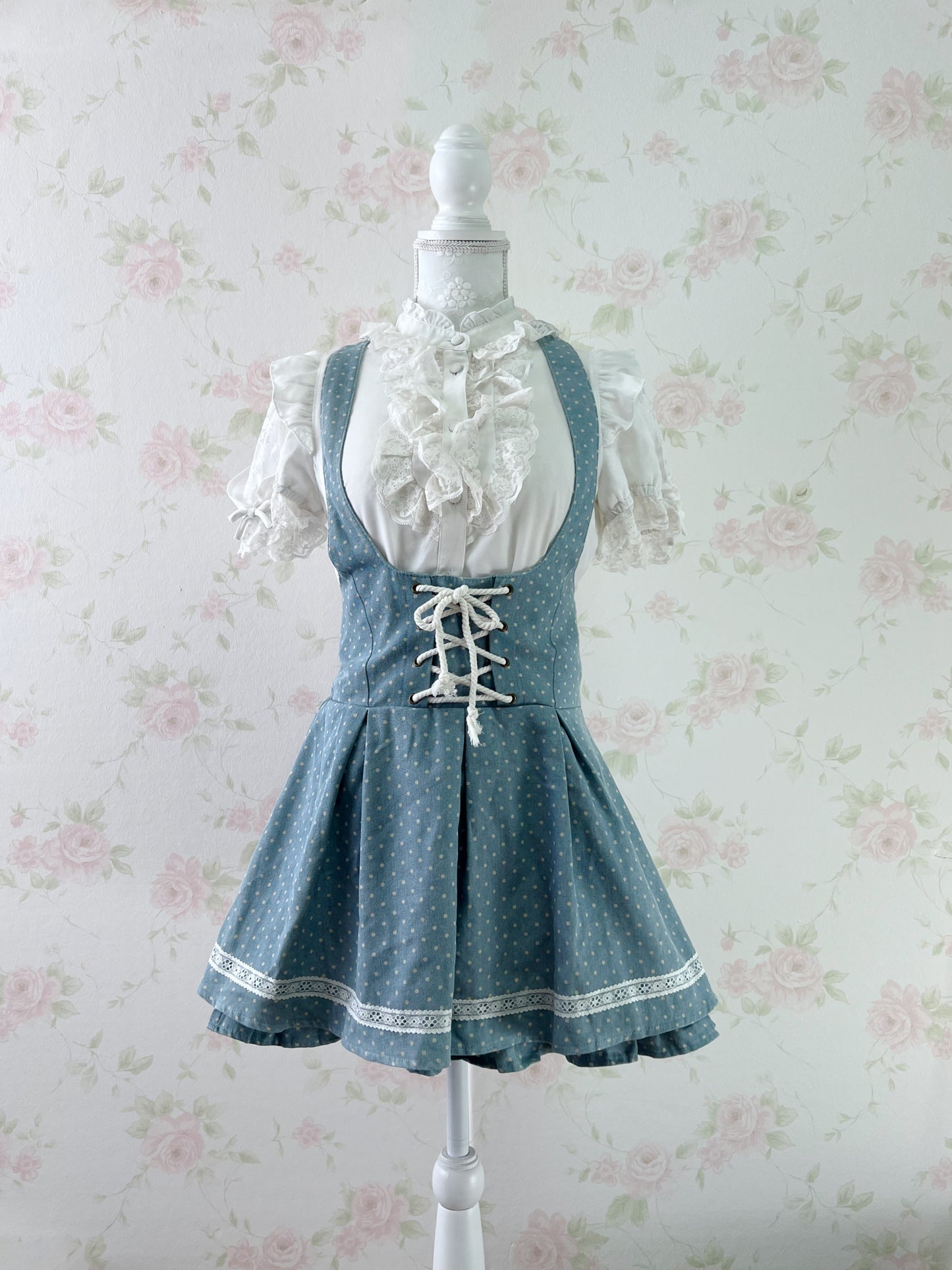 Tralala LIZ LIZA Polka Dot Laced Up Jumper Skirt
