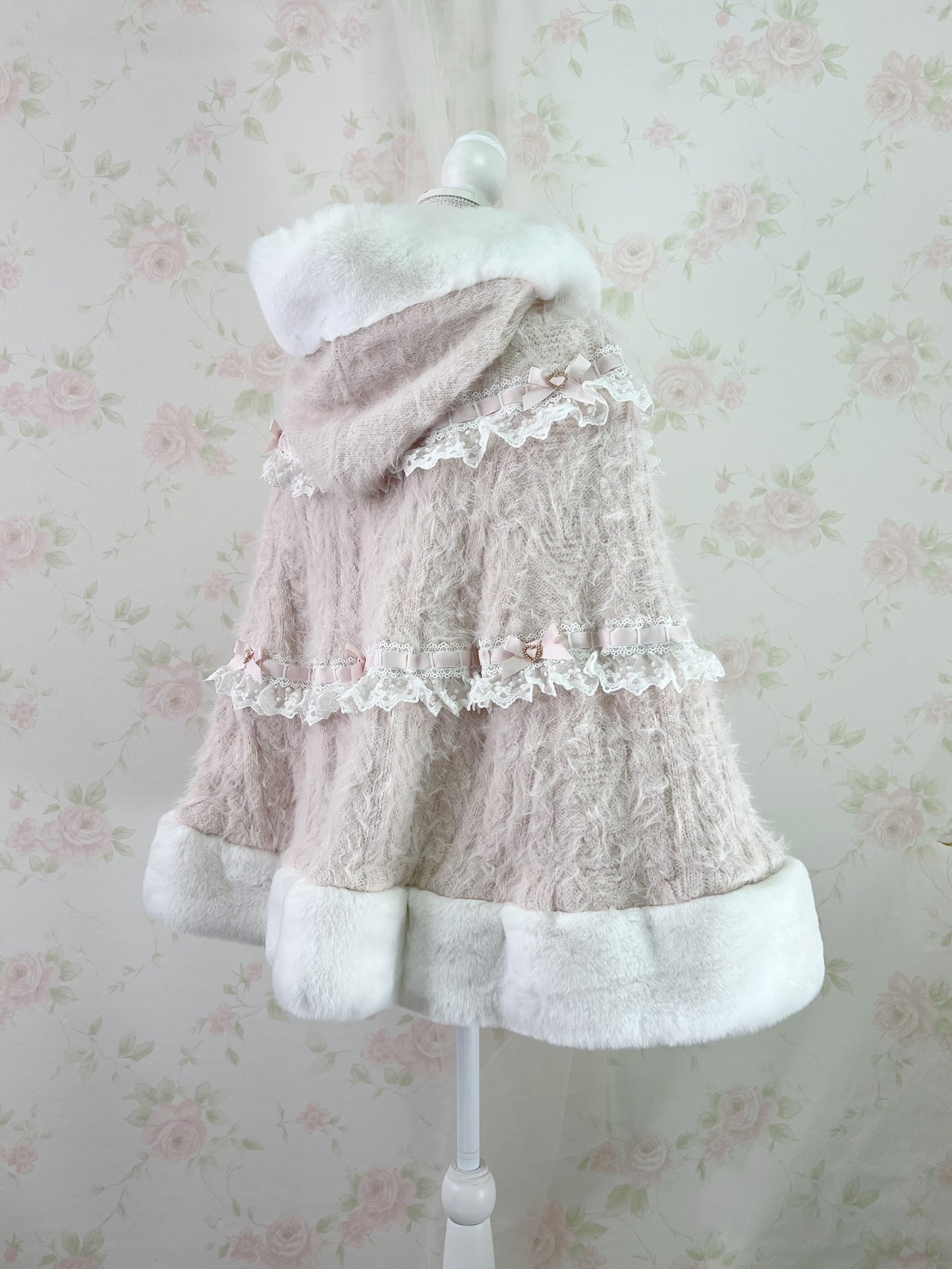 LIZ LISA Big Bow Lace Poncho Coat (Pink)