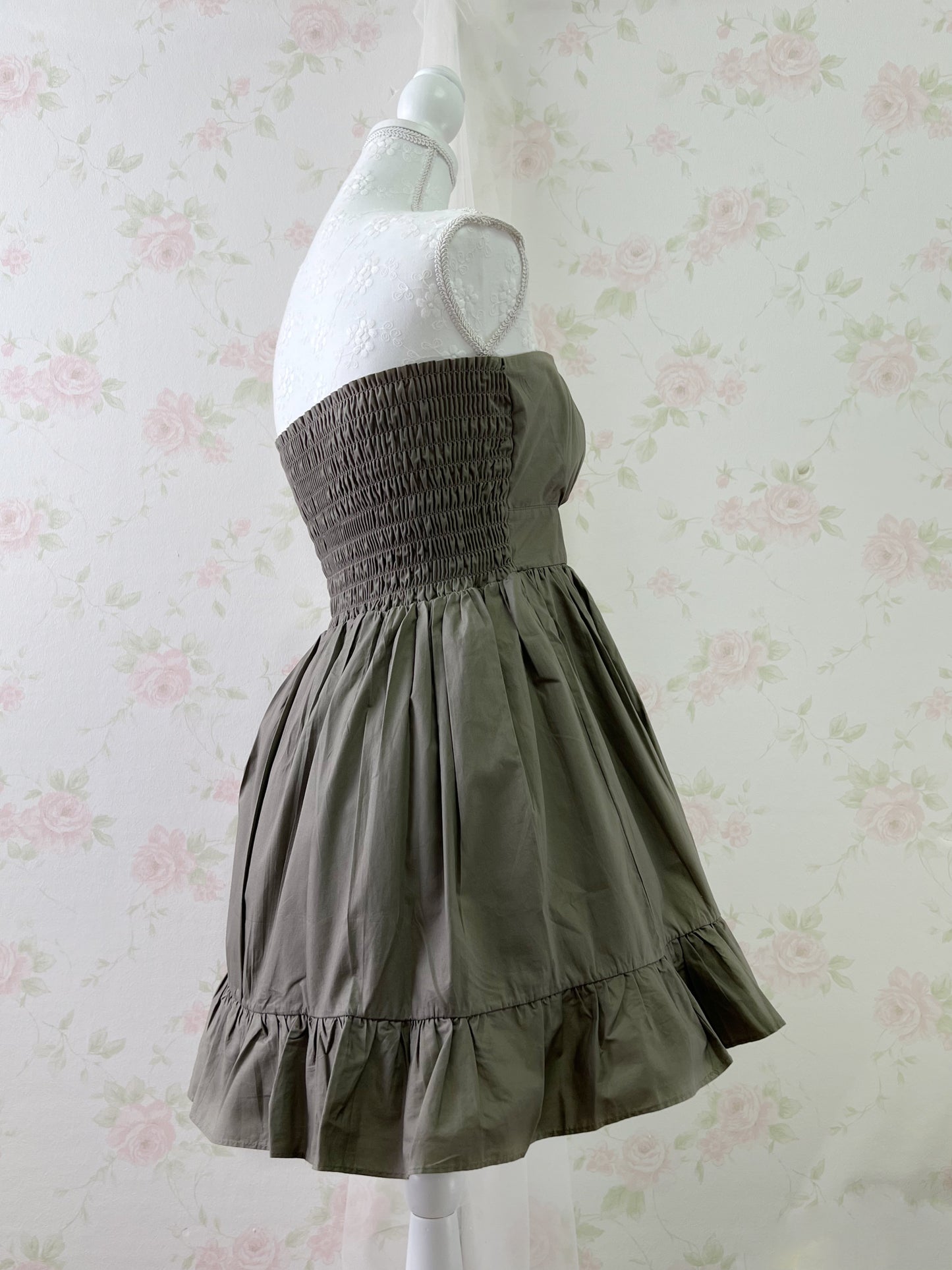 JAYRO WHITE Bare Top A-Line Dress (Khaki)