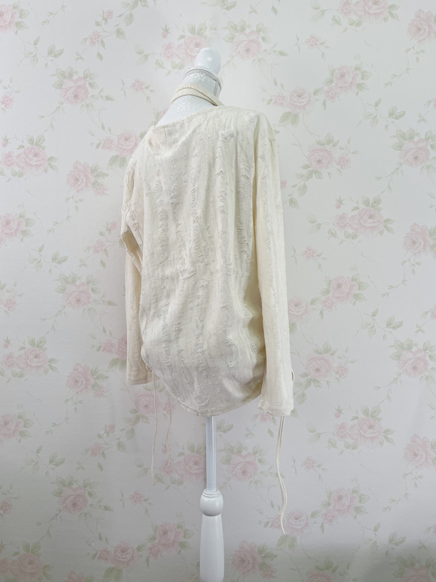 Butterfly Printed Damaged Long Sleeved Top