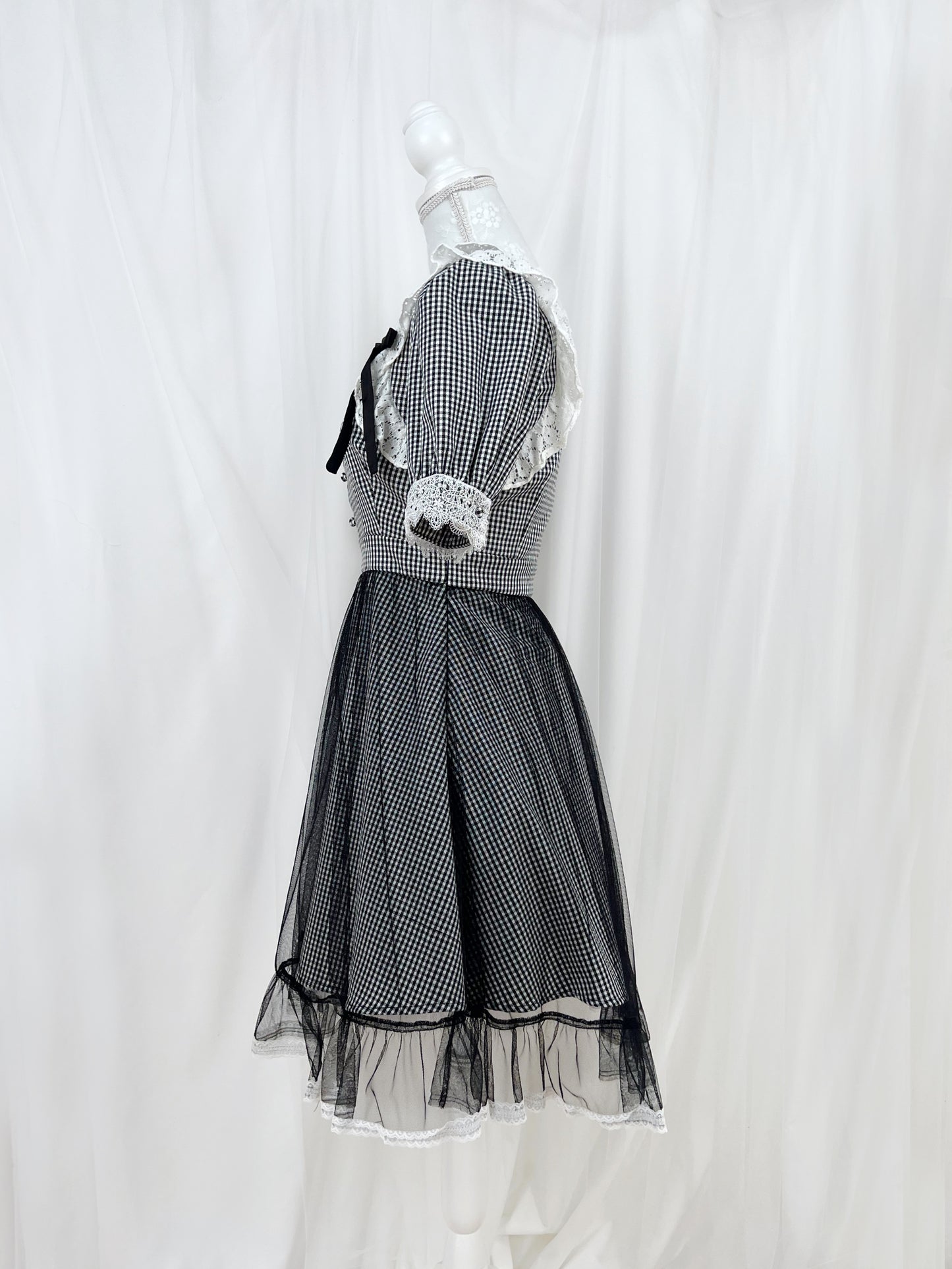 BUBBLES Side Ribbon Checked Dress