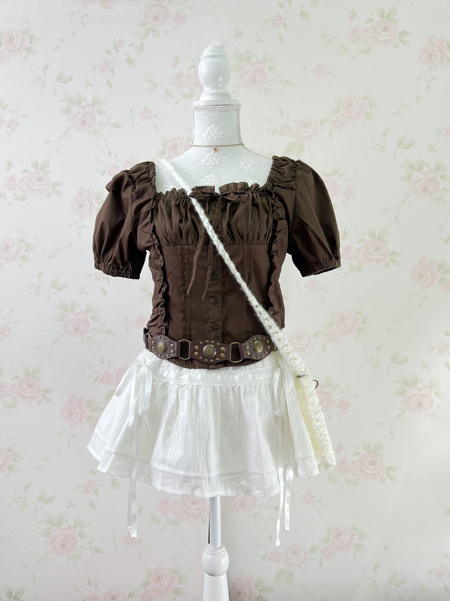 GRL Cotton Side String Skirt (White)