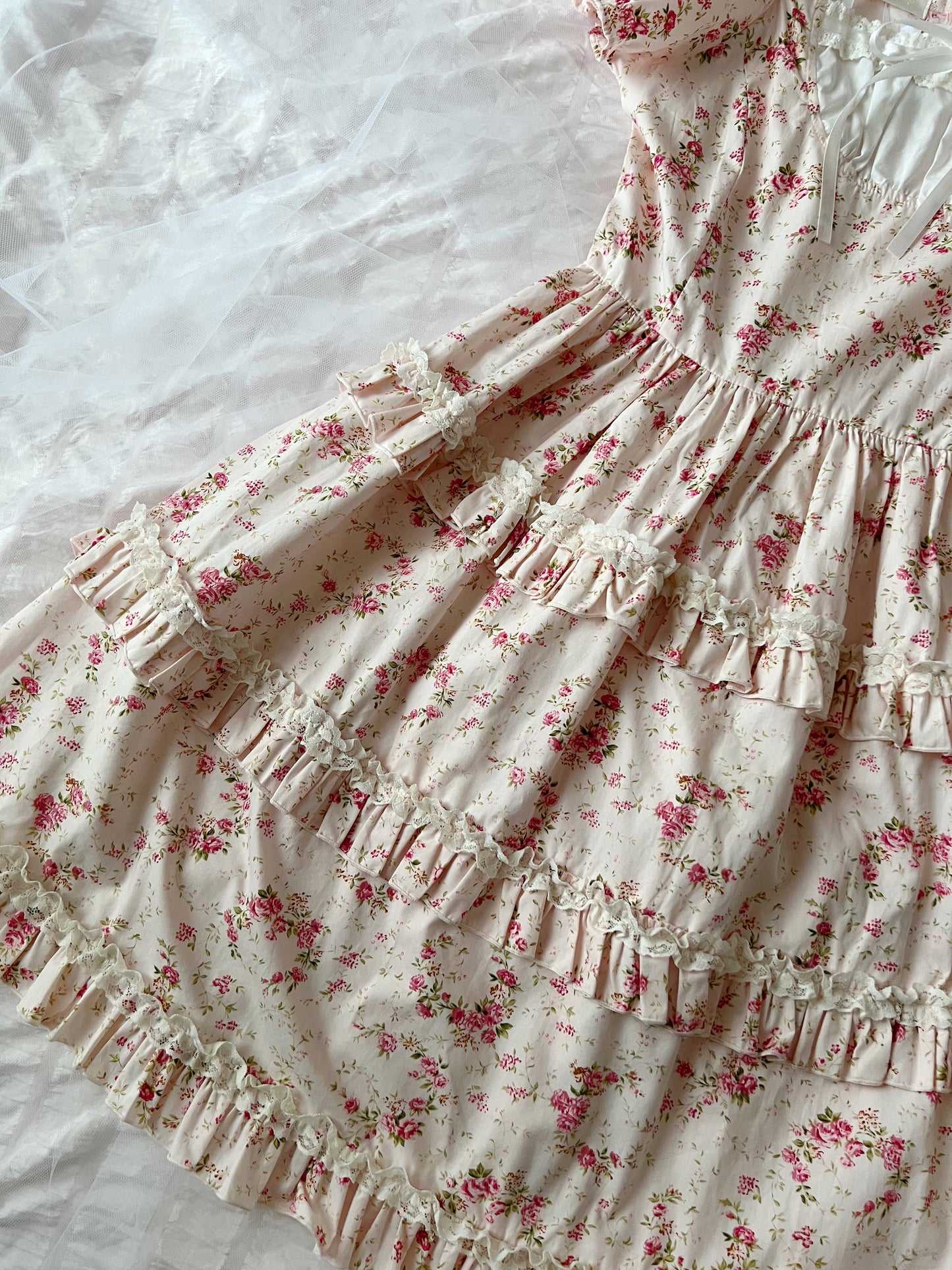 Princess Floral Cotton Halter Neck Dress
