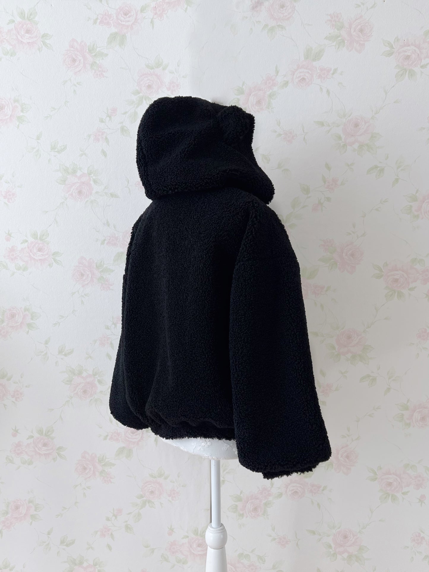 (10% OFF) ROJITA Bear Ear Boa Hoodie Jacket (Black)