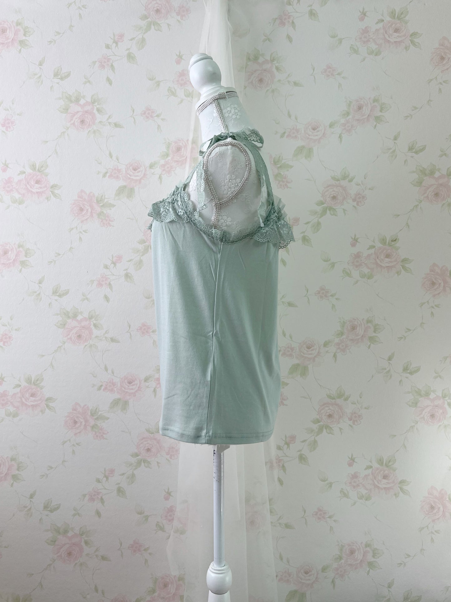 axes femme Lace Bow Camisole (Mint Green)