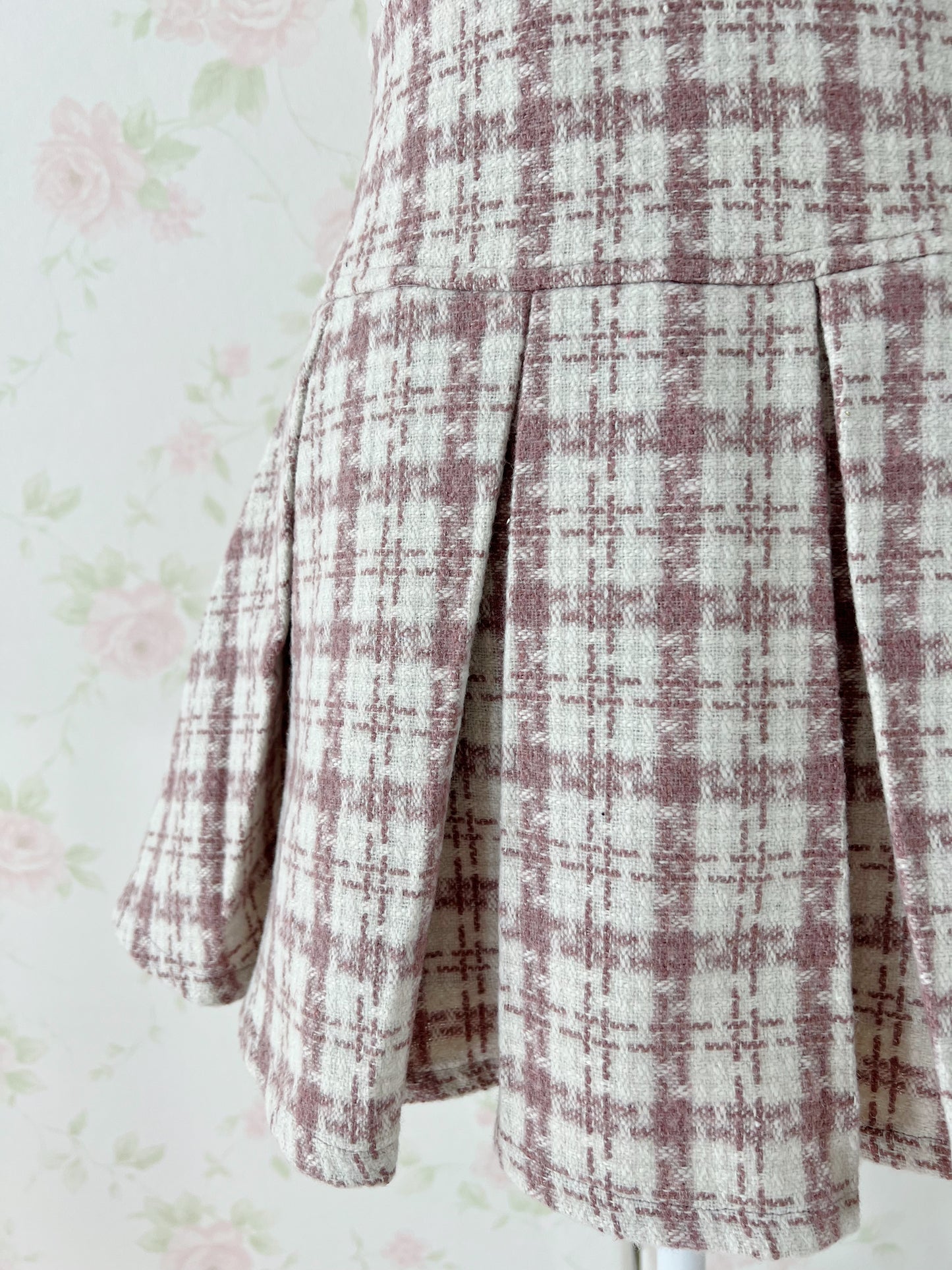 GRL Pleated Checked Skirt (Pink)