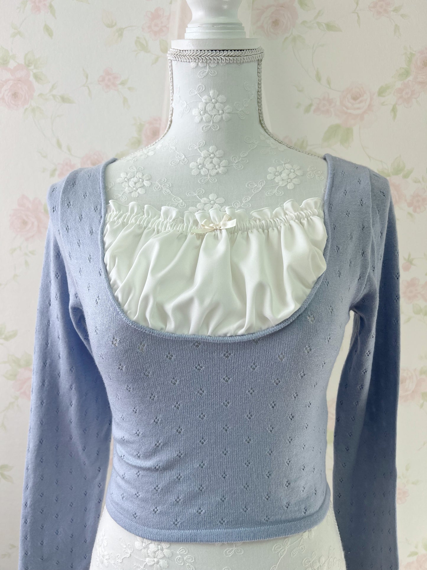 GRL Milkmaid Soft Long Sleeved Top (Blue)