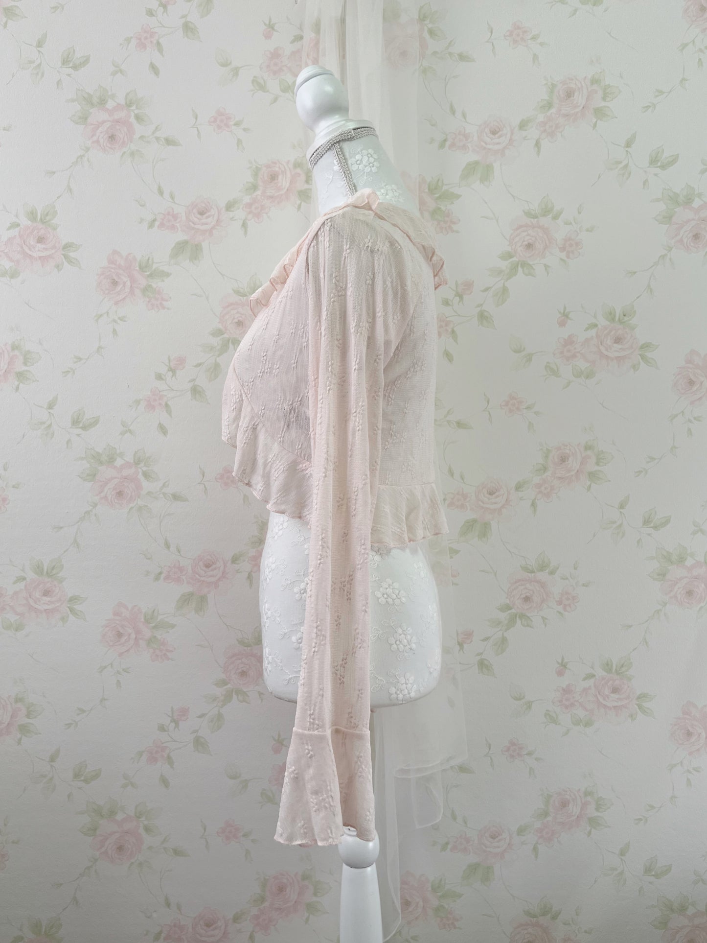 GRL Lacy Front String Cardigan (Pink)
