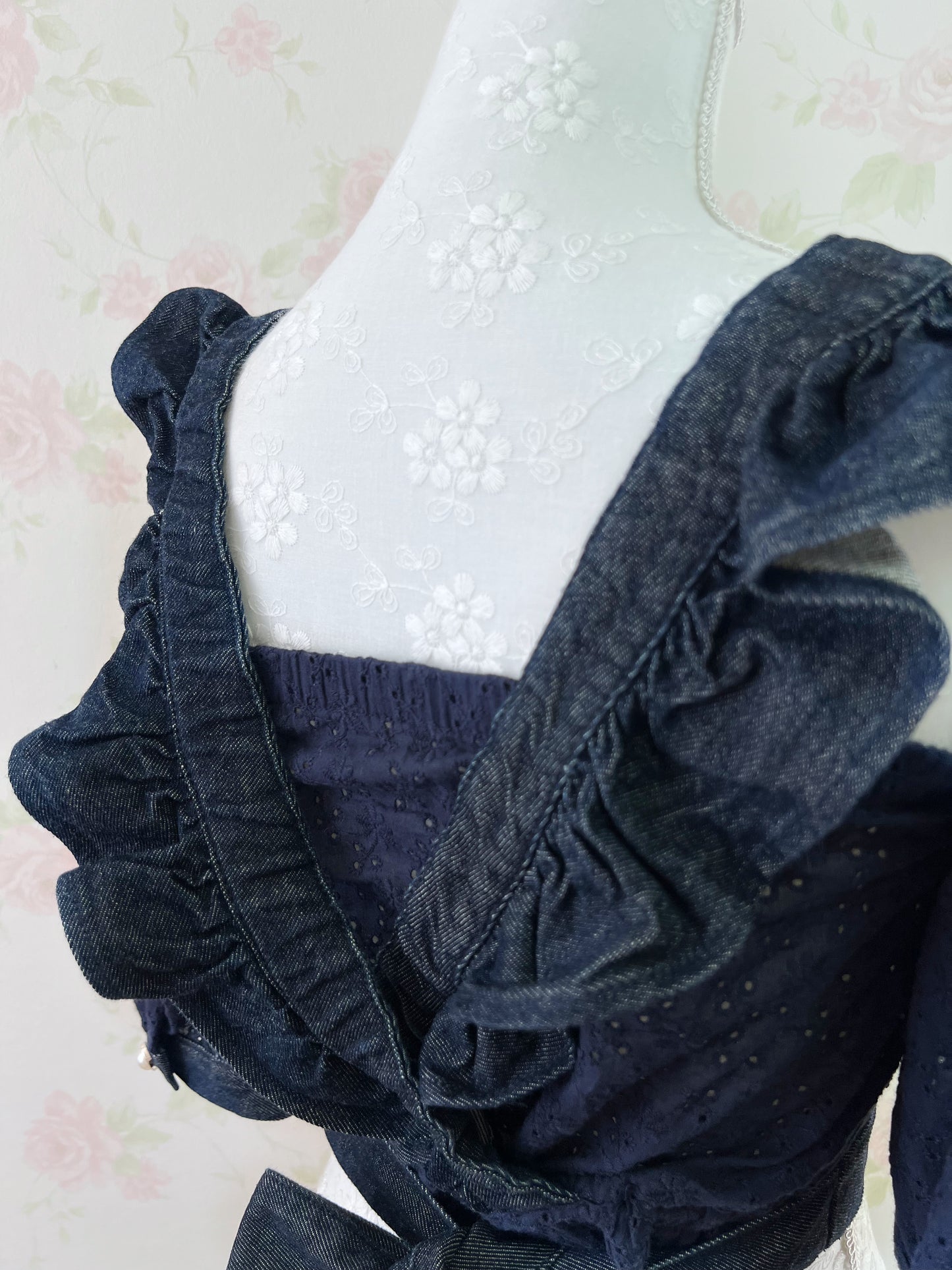 Swankiss Denim Off Shoulder Bustier