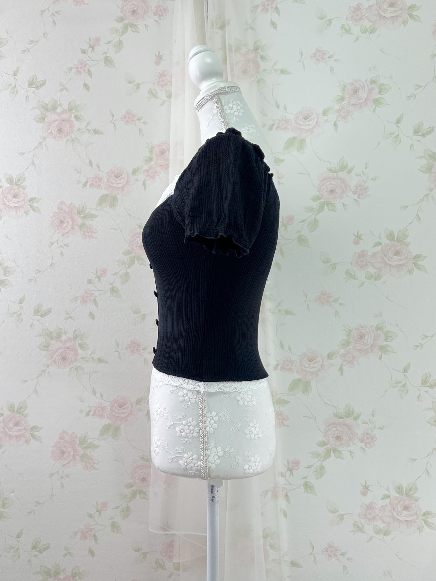 GRL Lace Shoujo Milkmaid Tops (Black)