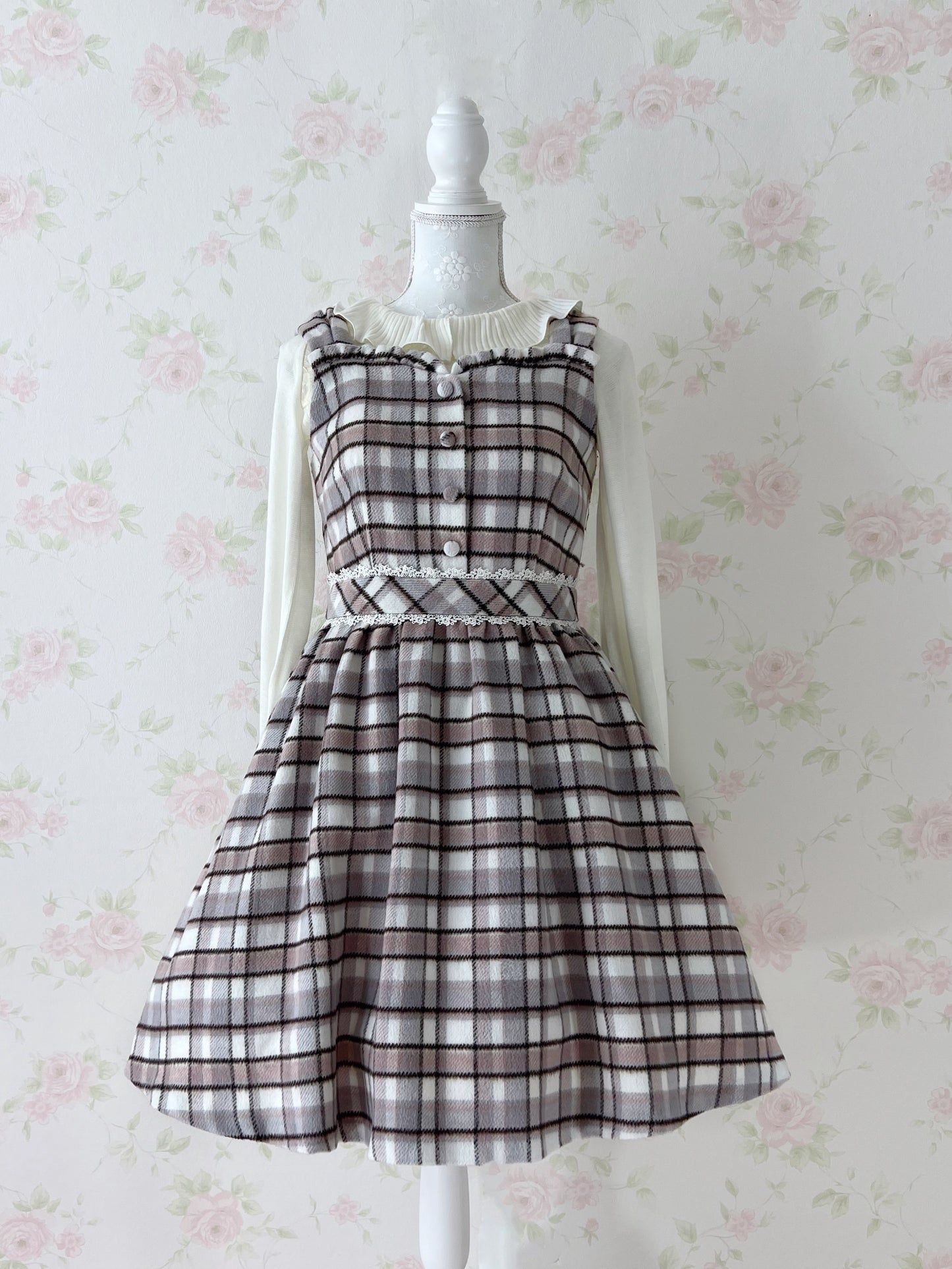 LODISPOTTO Marshmallow Checked Jumper Dress