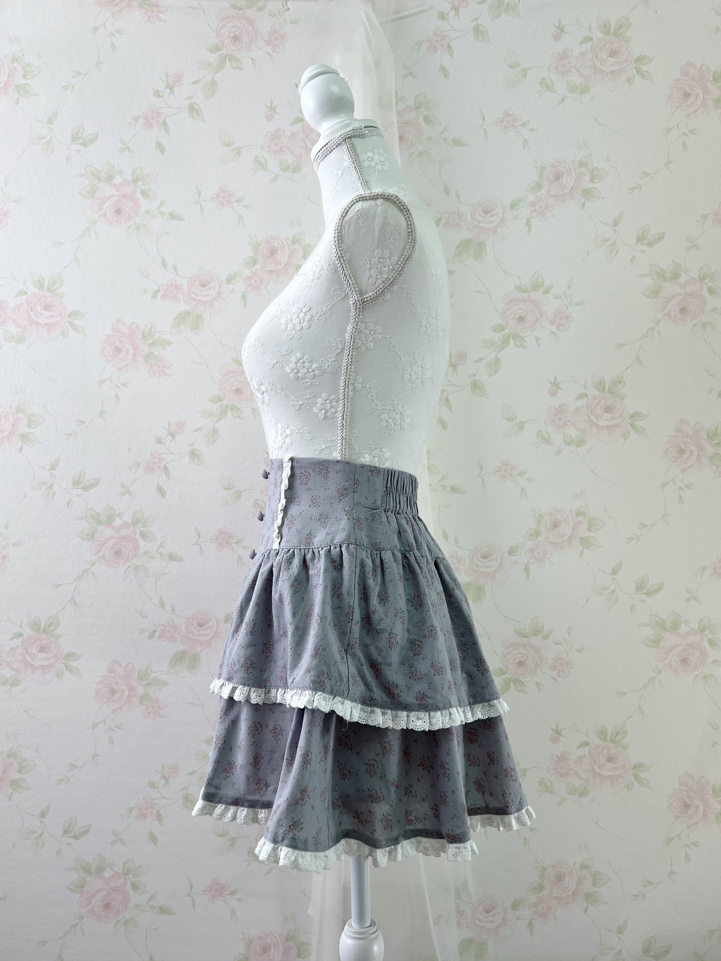 Ank Rouge Petite Floral Skirt (Blue)