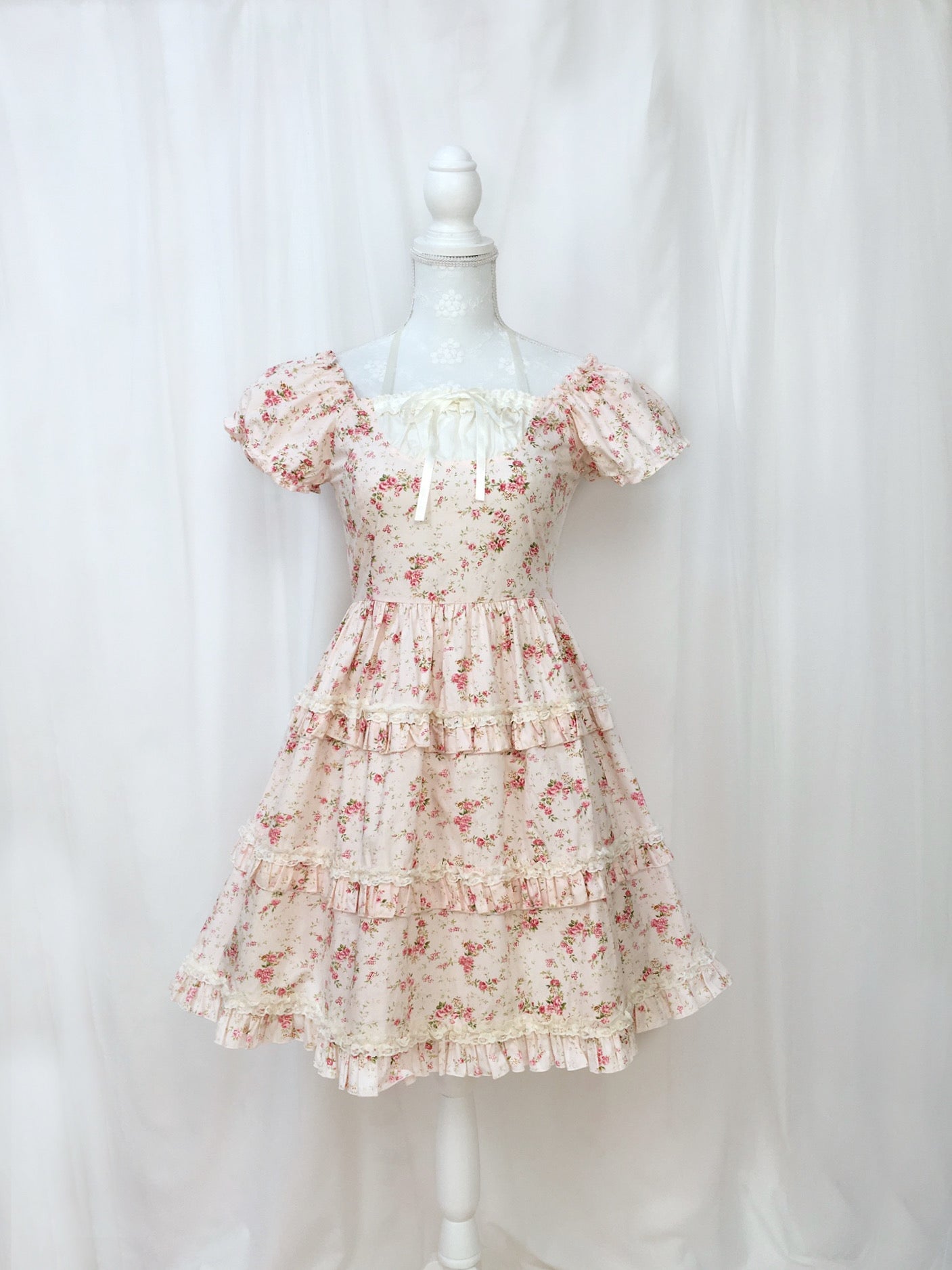 Princess Floral Cotton Halter Neck Dress