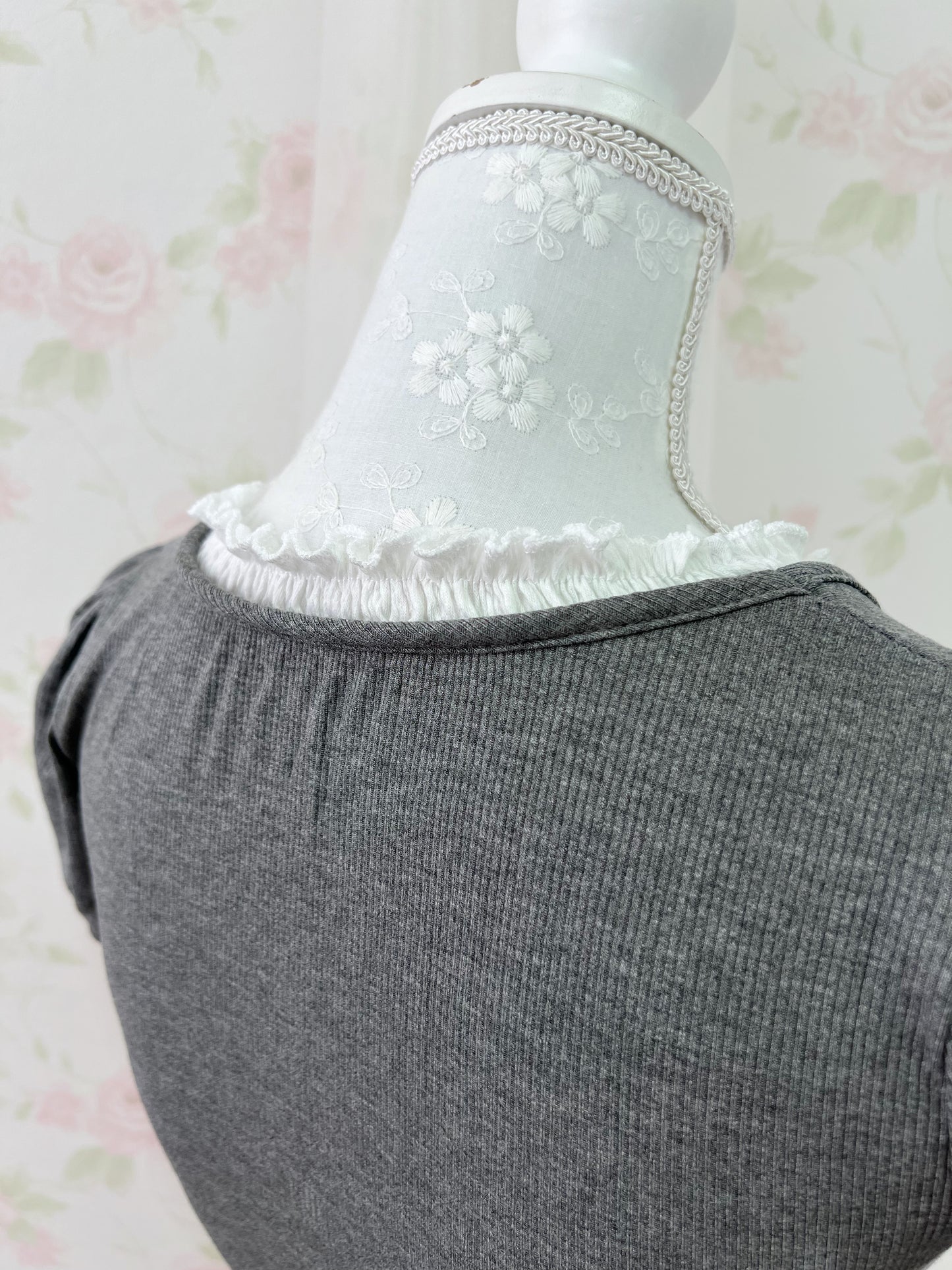 GRL Ruffled Lined Shoujo Top (Gray)