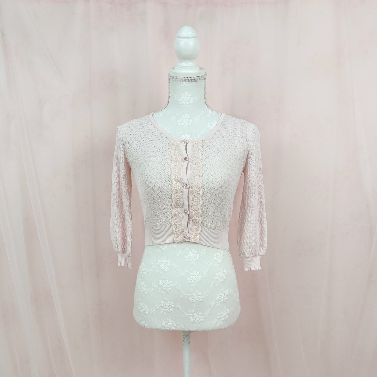 la Bala Crystal Button Cardigan (Baby Pink)