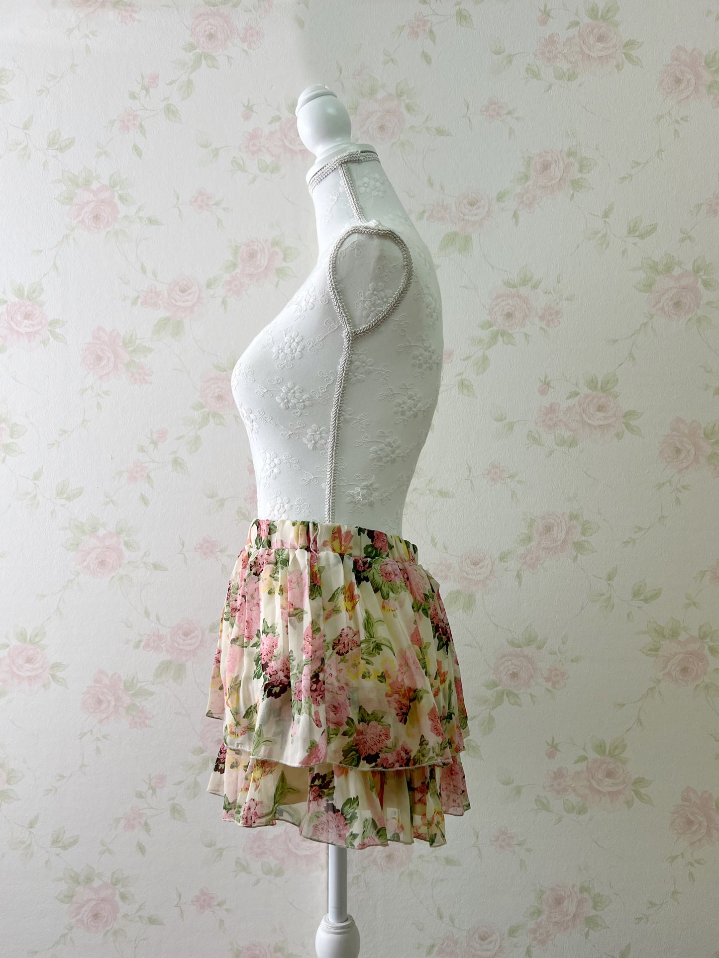Gyaru Layered Floral Chiffon Skirt