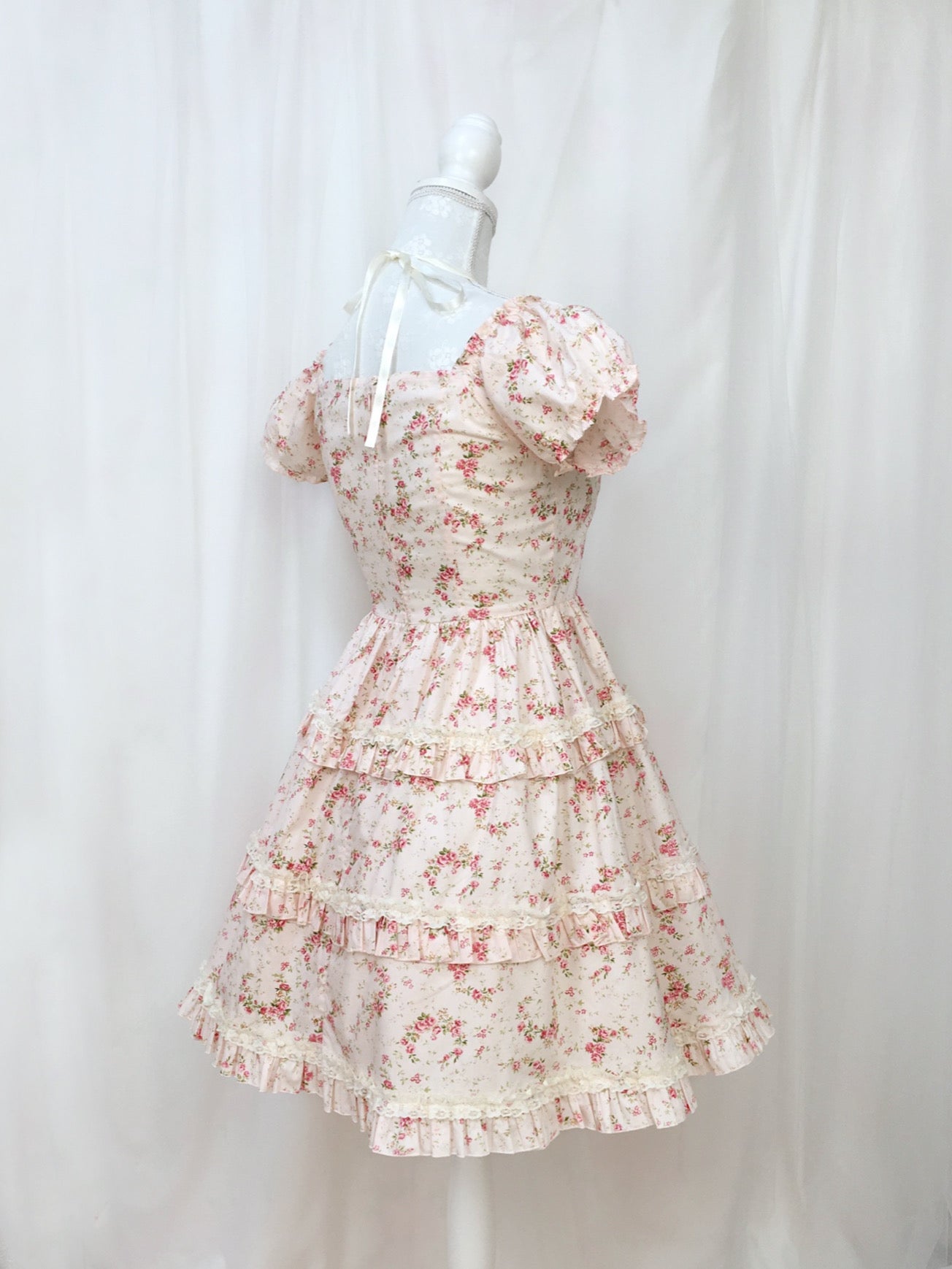 Princess Floral Cotton Halter Neck Dress