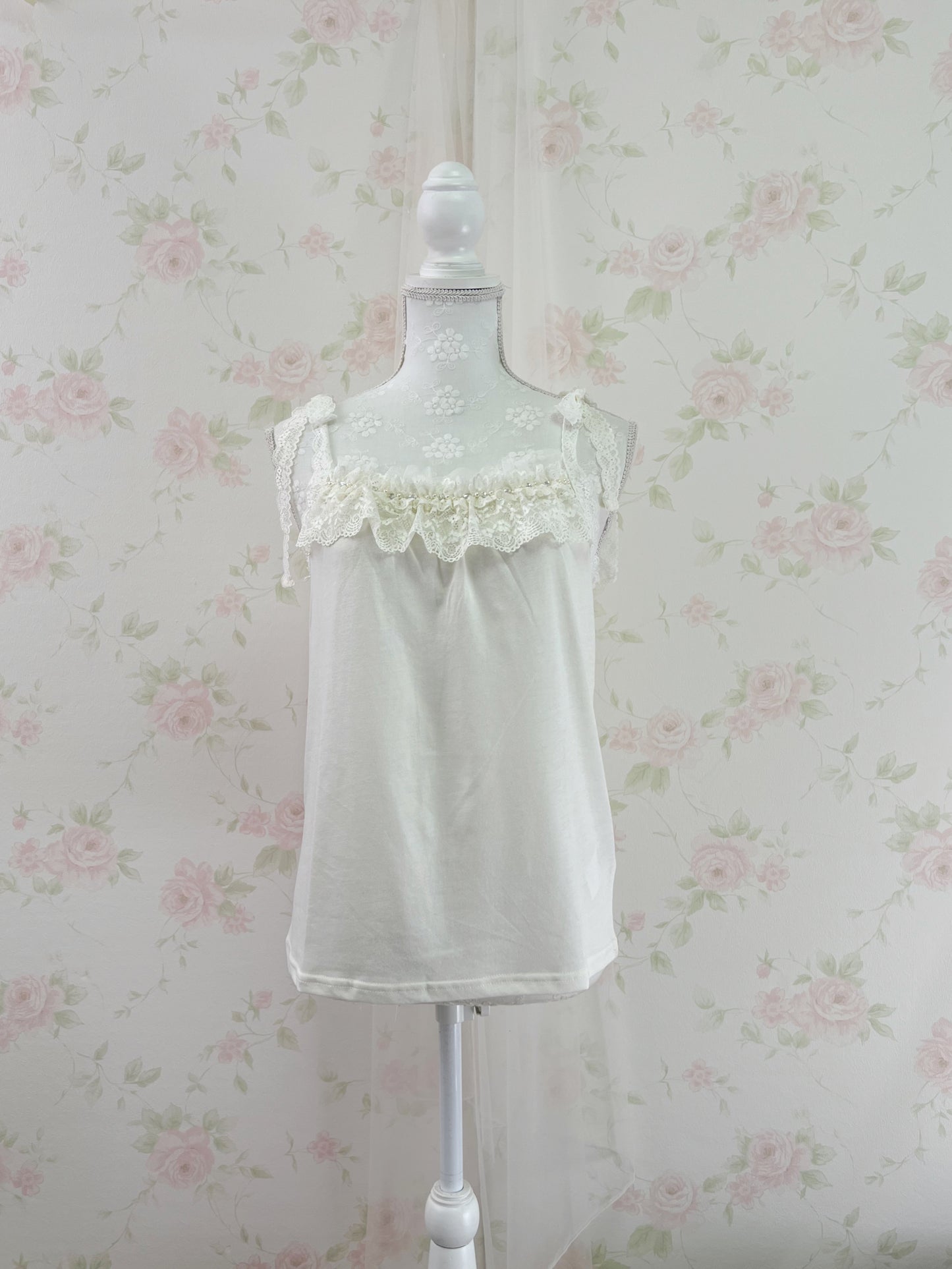 axes femme Lace Bow Camisole (Ivory)
