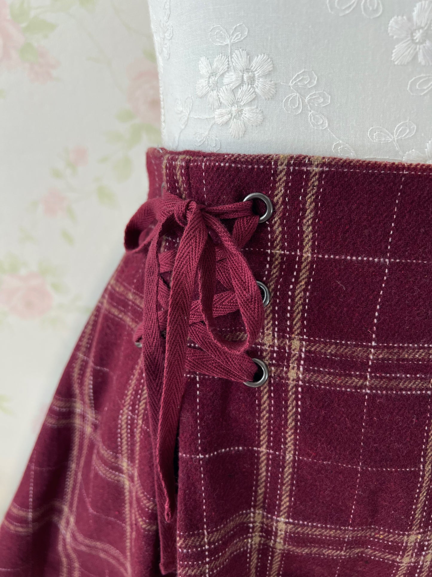 evelyn AnMILLE Checked Side Laced Up Skirt