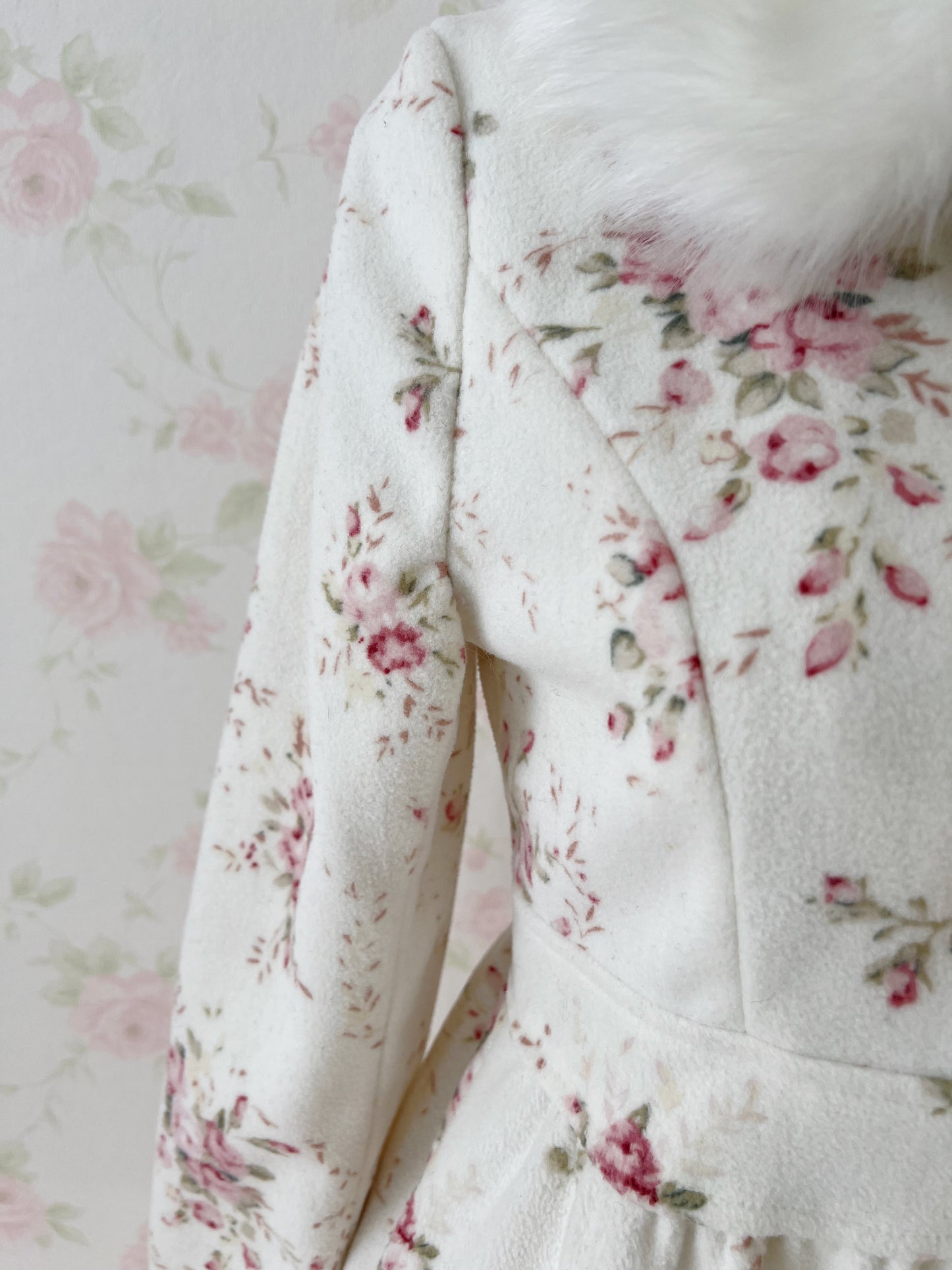 LIZ LISA Fur Collar Floral Long Coat
