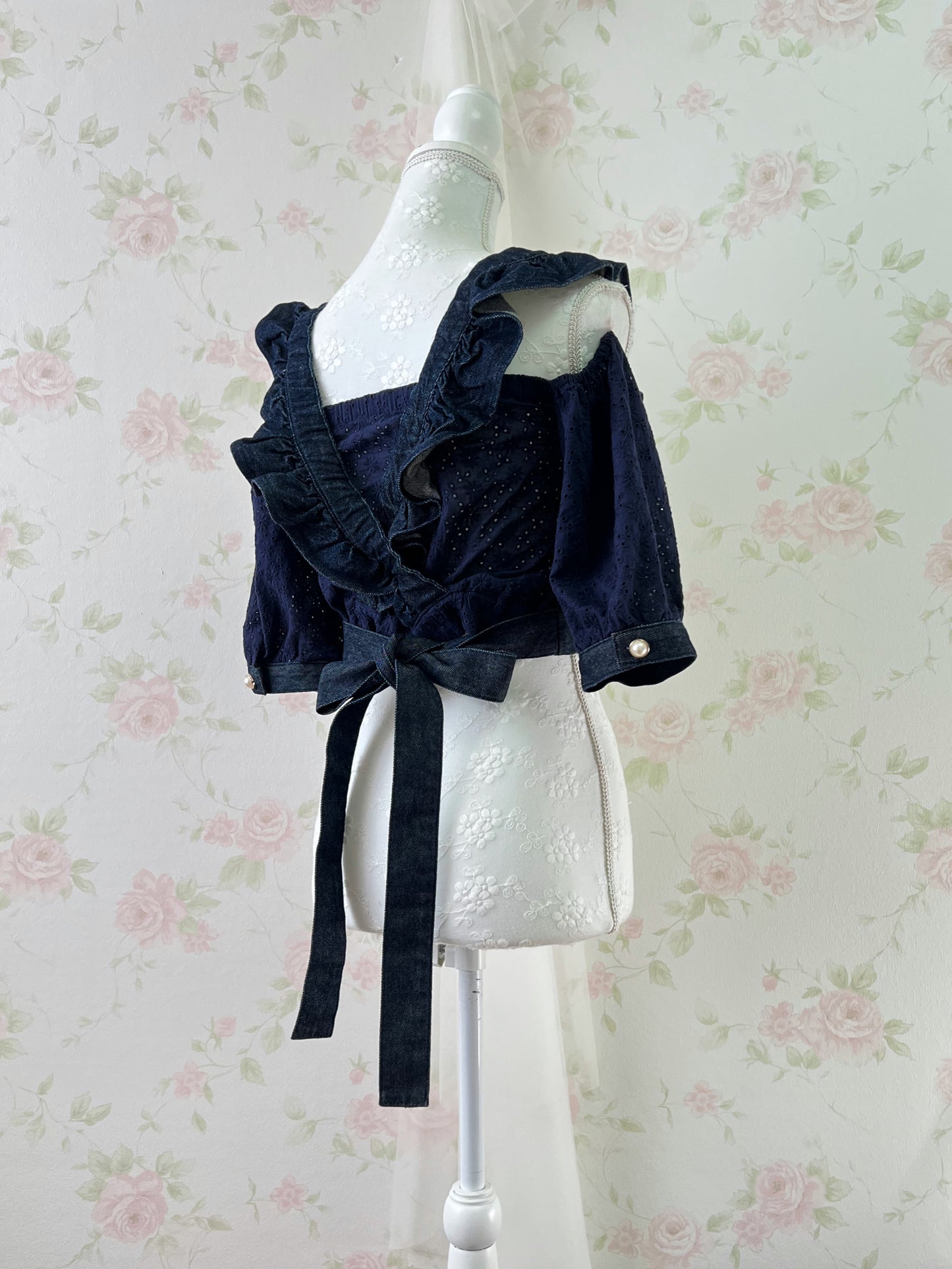 Swankiss Denim Off Shoulder Bustier