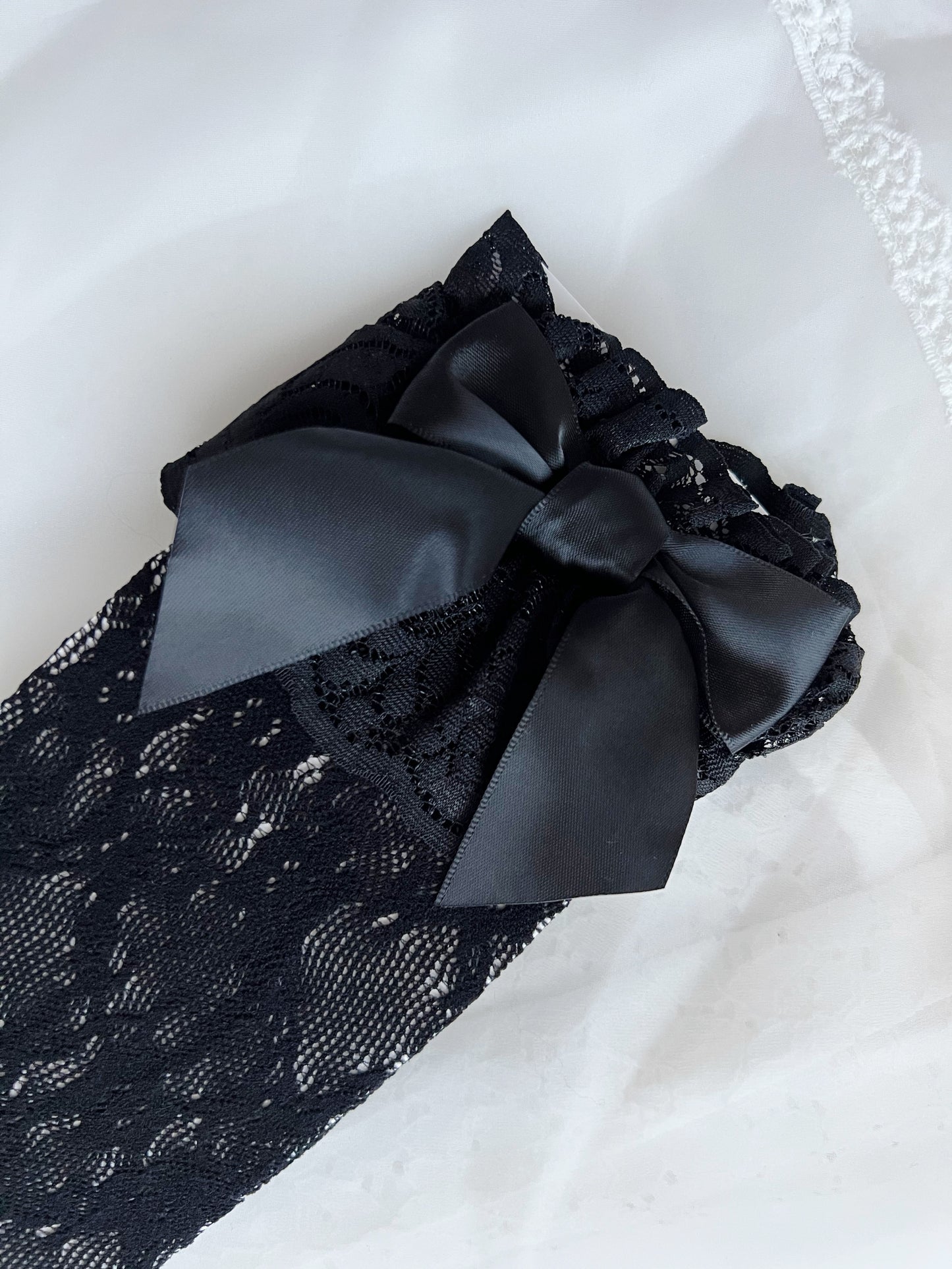 majoretty Satin Ribbon Lacy Over Knee Socks