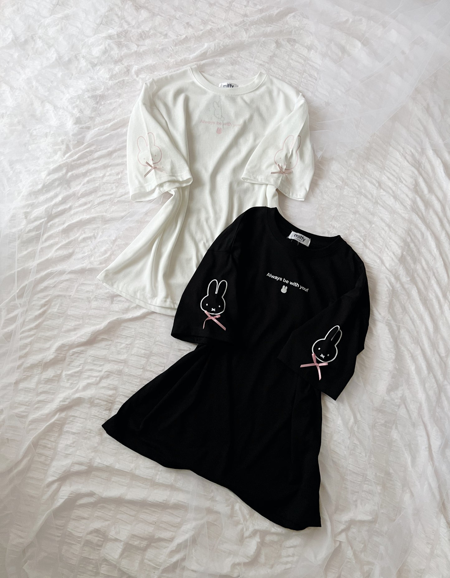 miffy Sleeve Face Print T-Shirt (White)