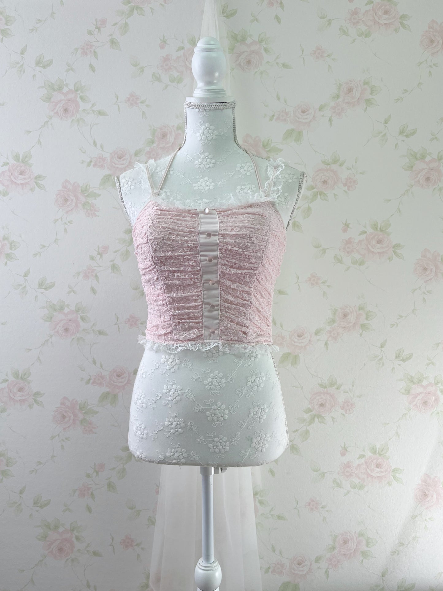GRL Lacy Halter Neck Camisole (Pink)