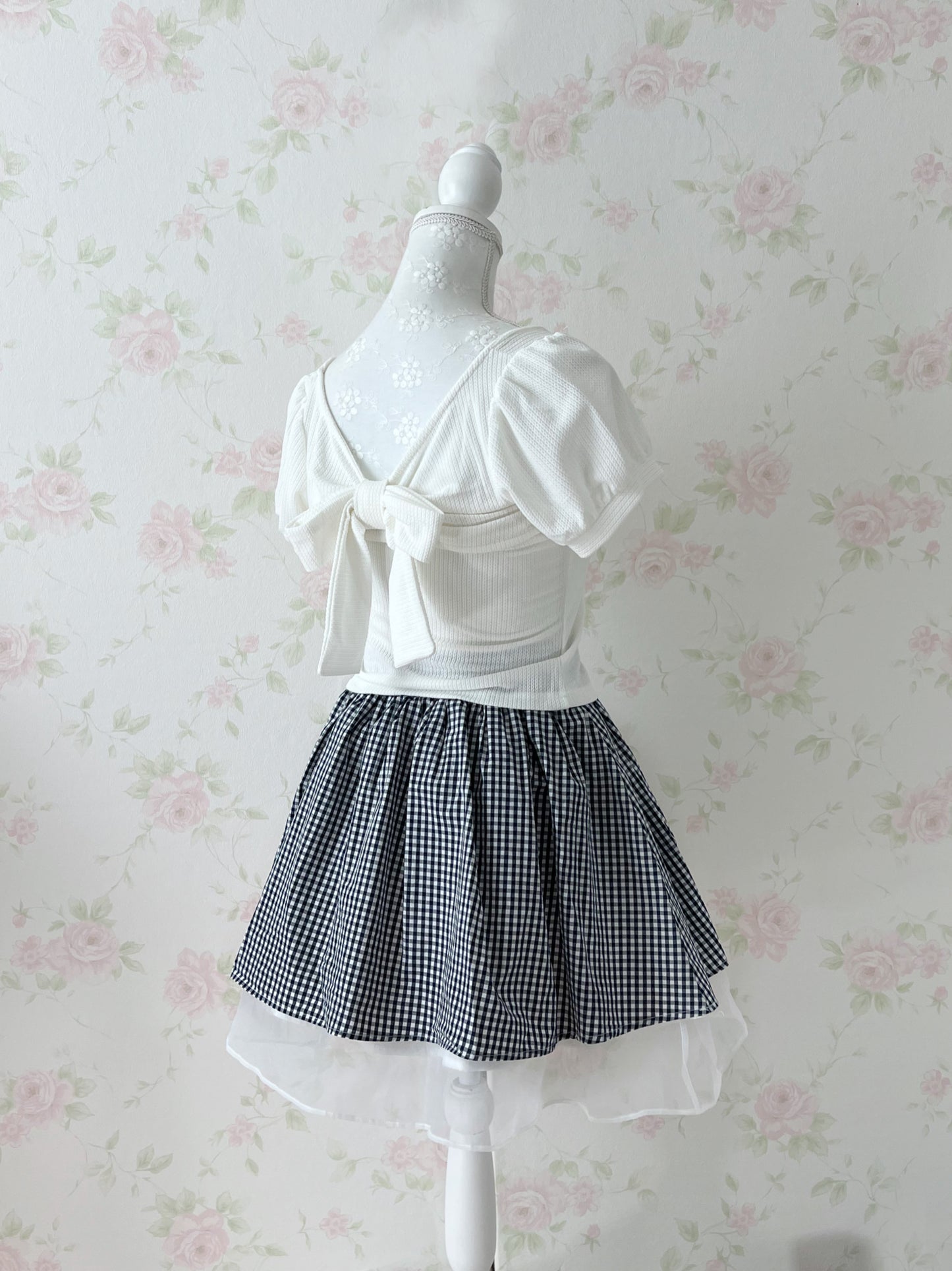 evelyn Checked Dolly Skirt (Black)