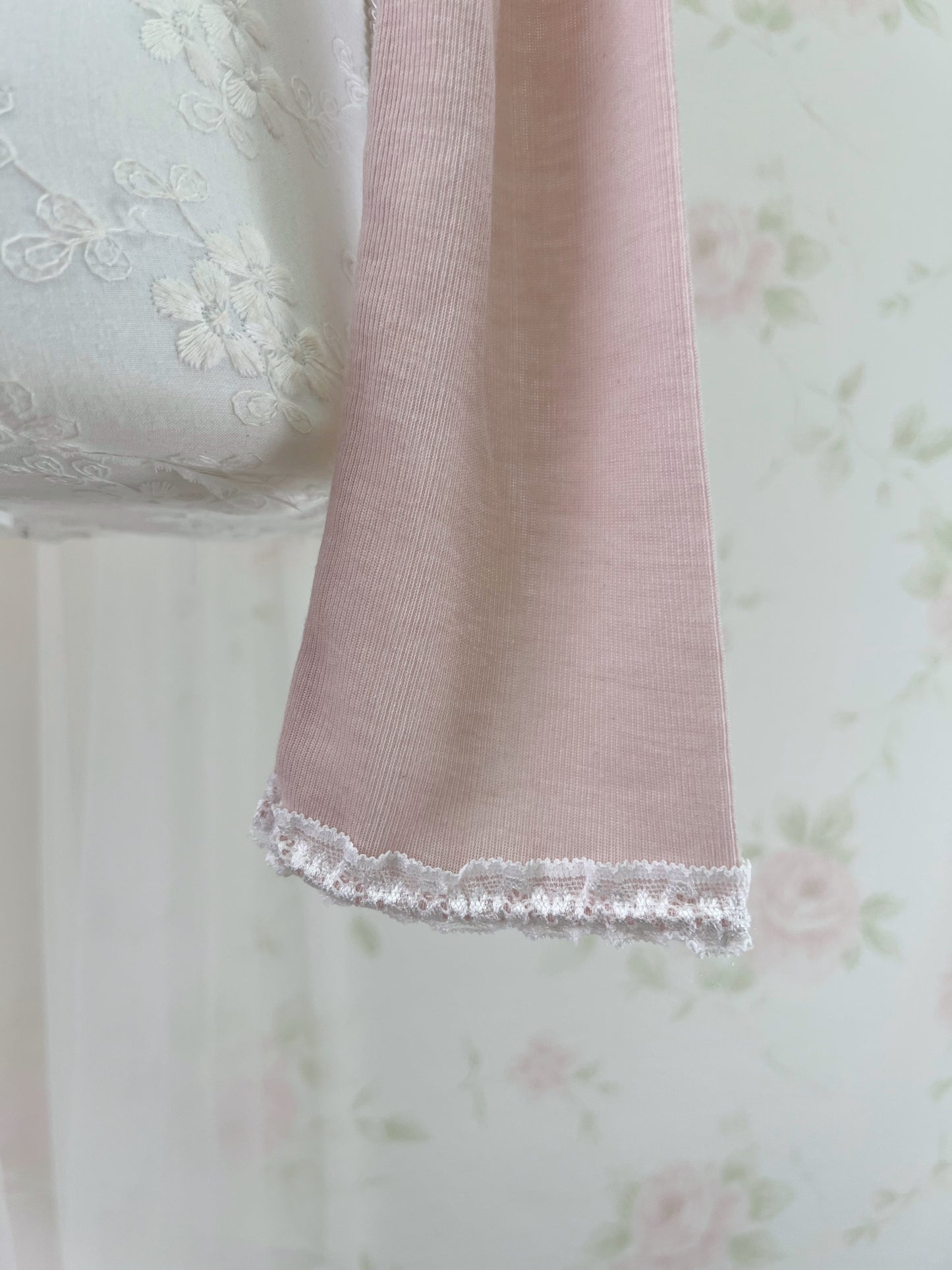 NICE CLAUP Lace Lined Cardigan (Pink)