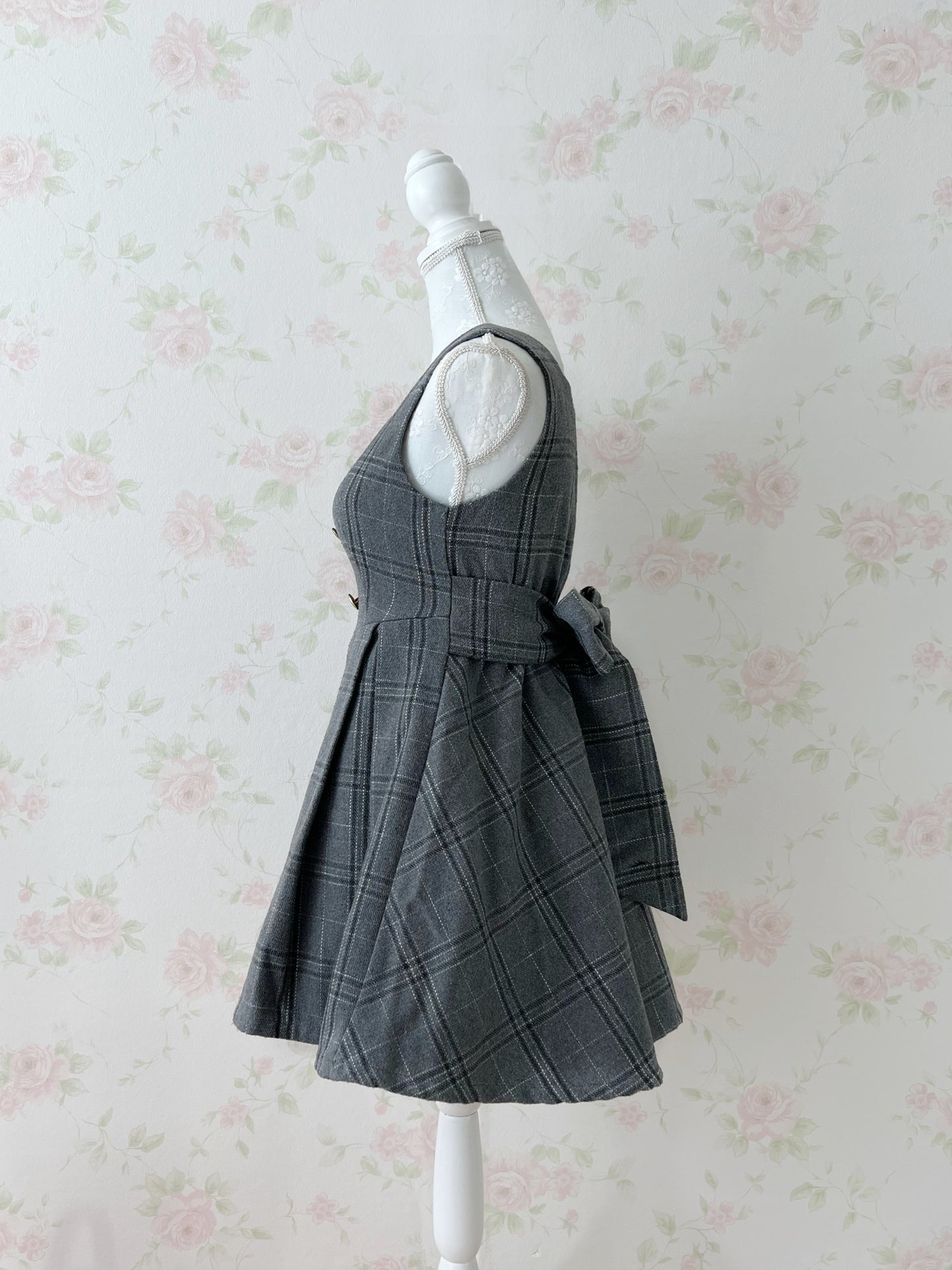 bobon21 Heart Button Jumper Mini Dress (Gray)