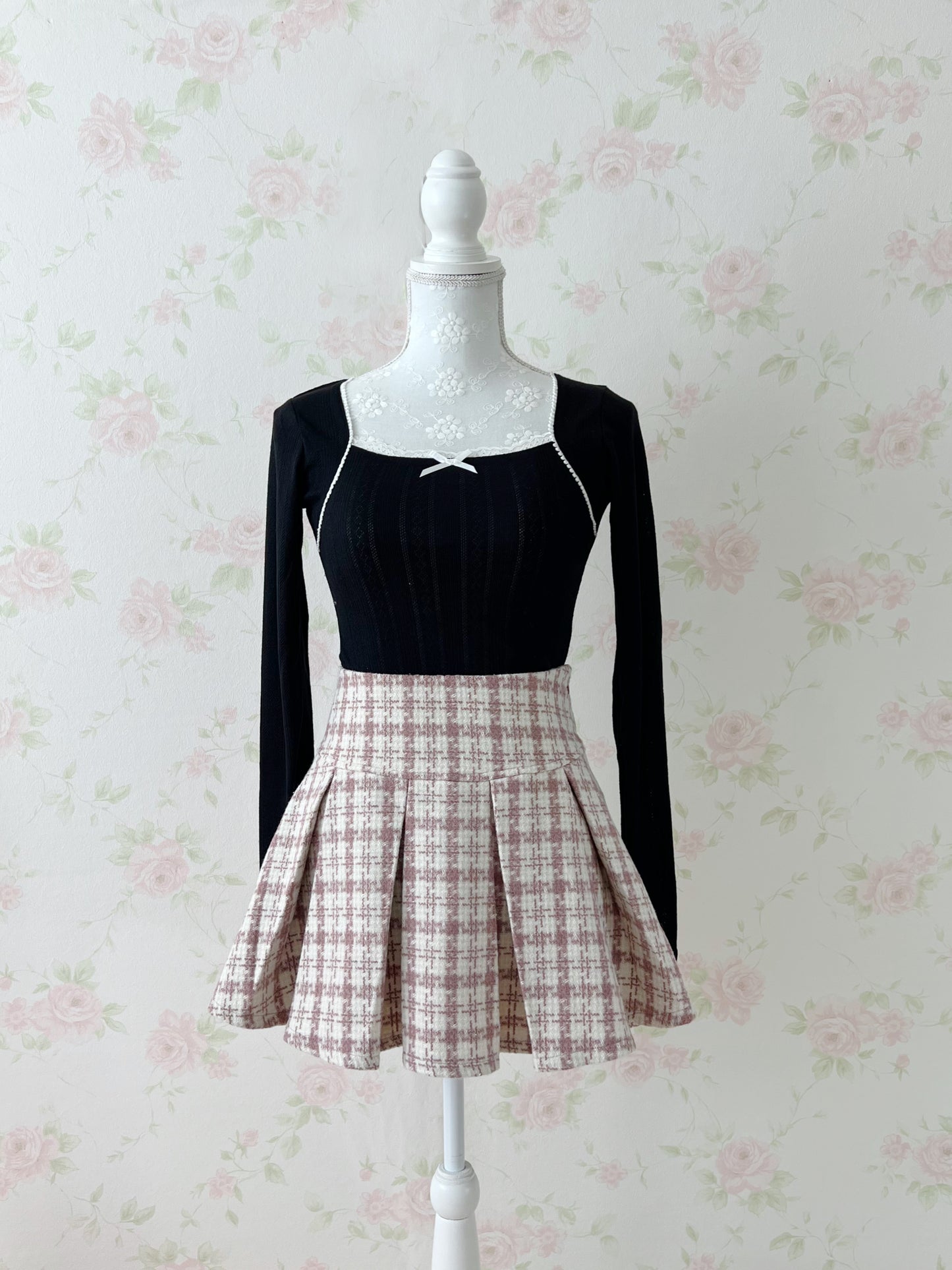 GRL Coquette Girly Top (Black)
