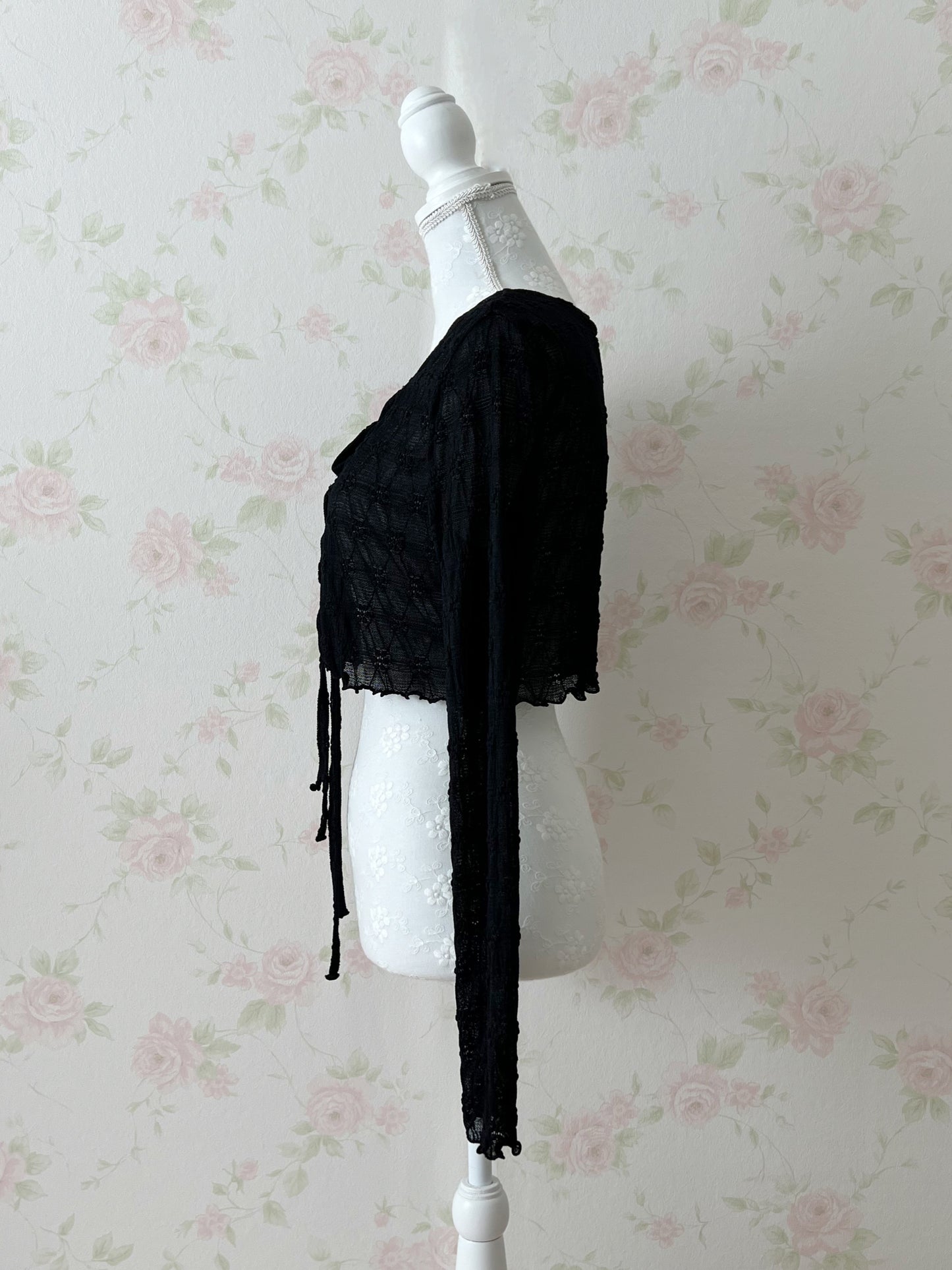 Front Double Bow Soft Cardigan (Black)