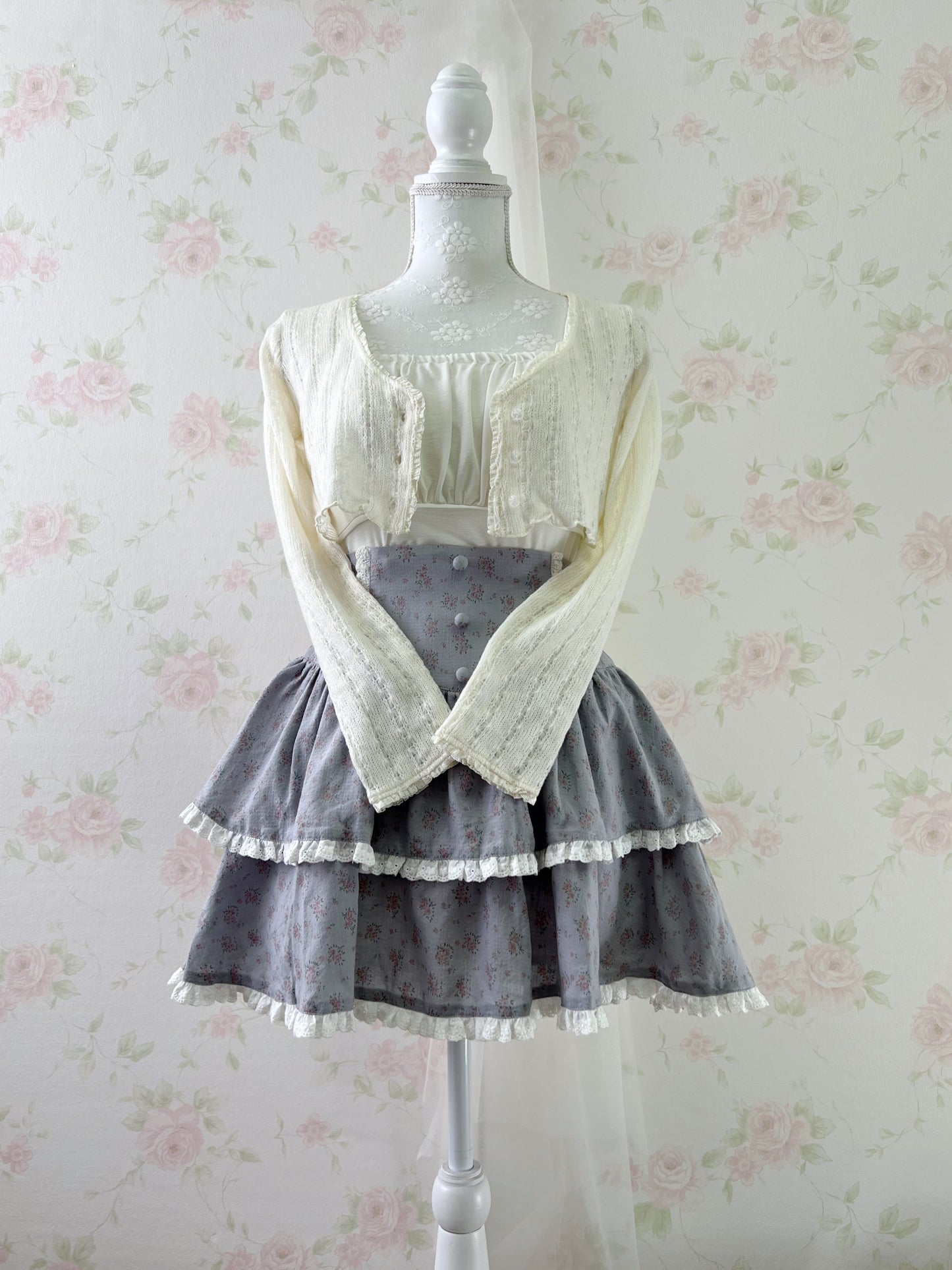 Ank Rouge Petite Floral Skirt (Blue)