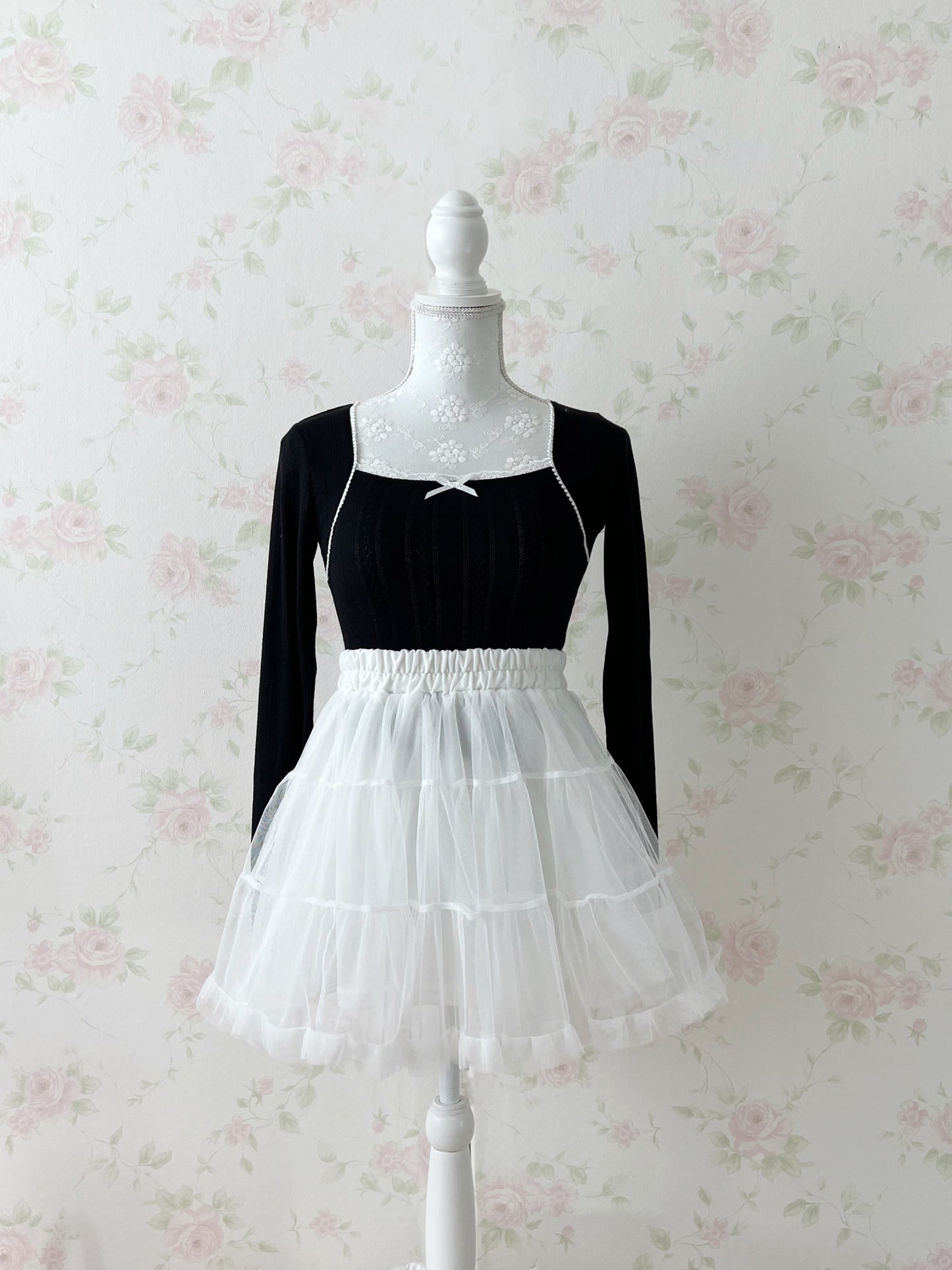 GRL Coquette Girly Top (Black)
