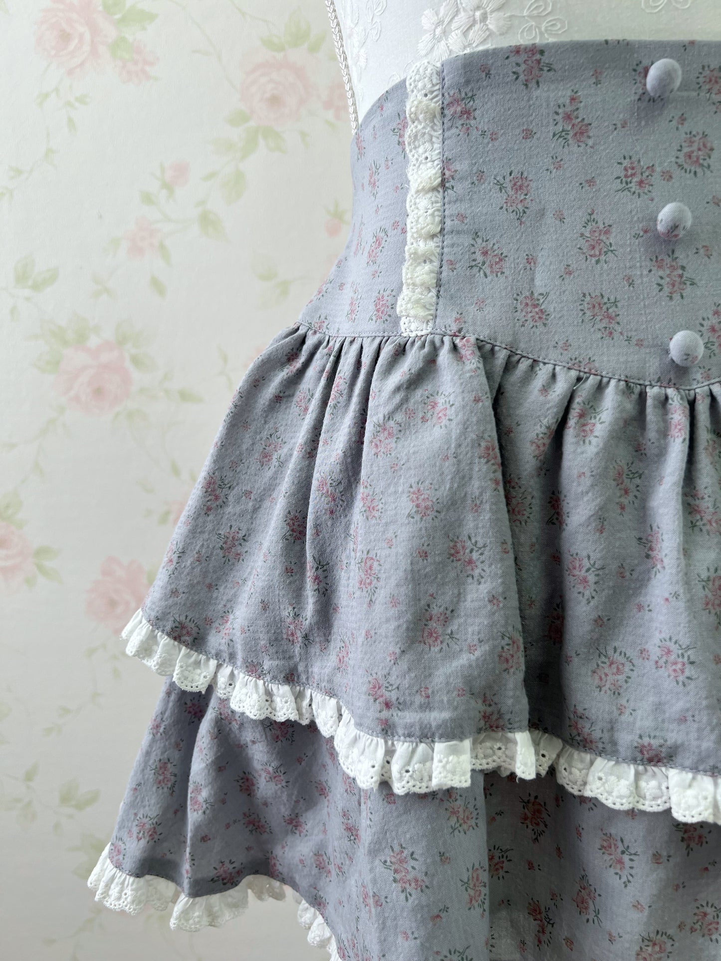 Ank Rouge Petite Floral Skirt (Blue)