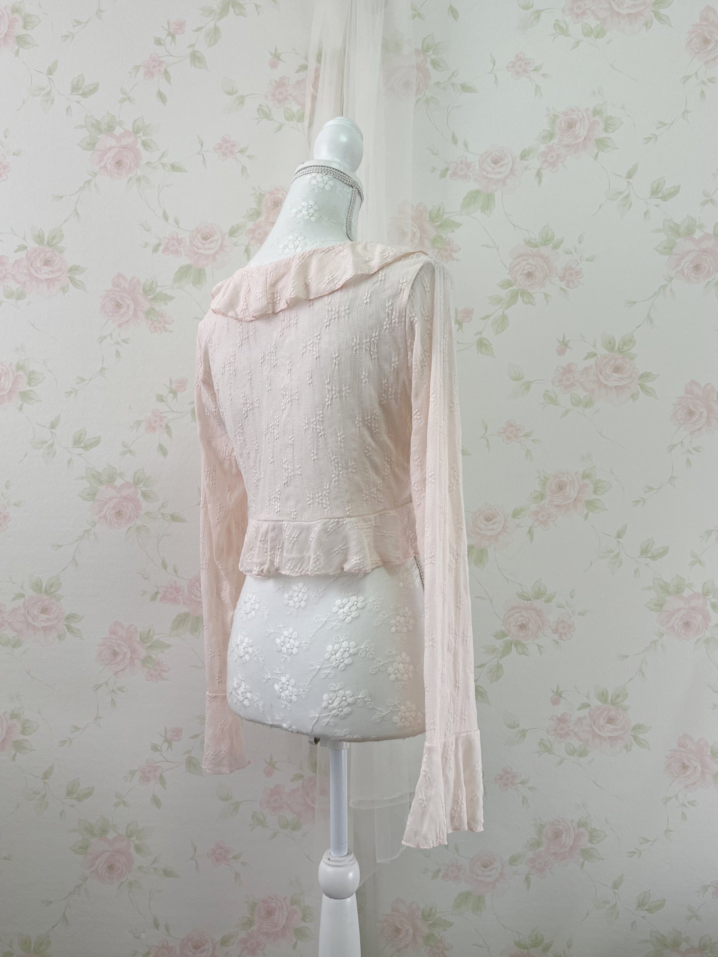 GRL Lacy Front String Cardigan (Pink)