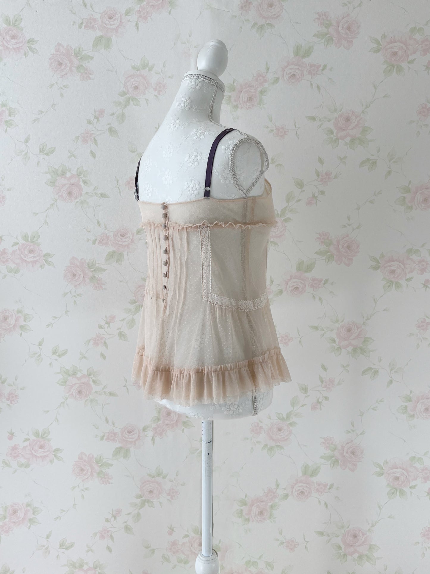 LAISSE PASSE Rose Embroidery Tulle Camisole