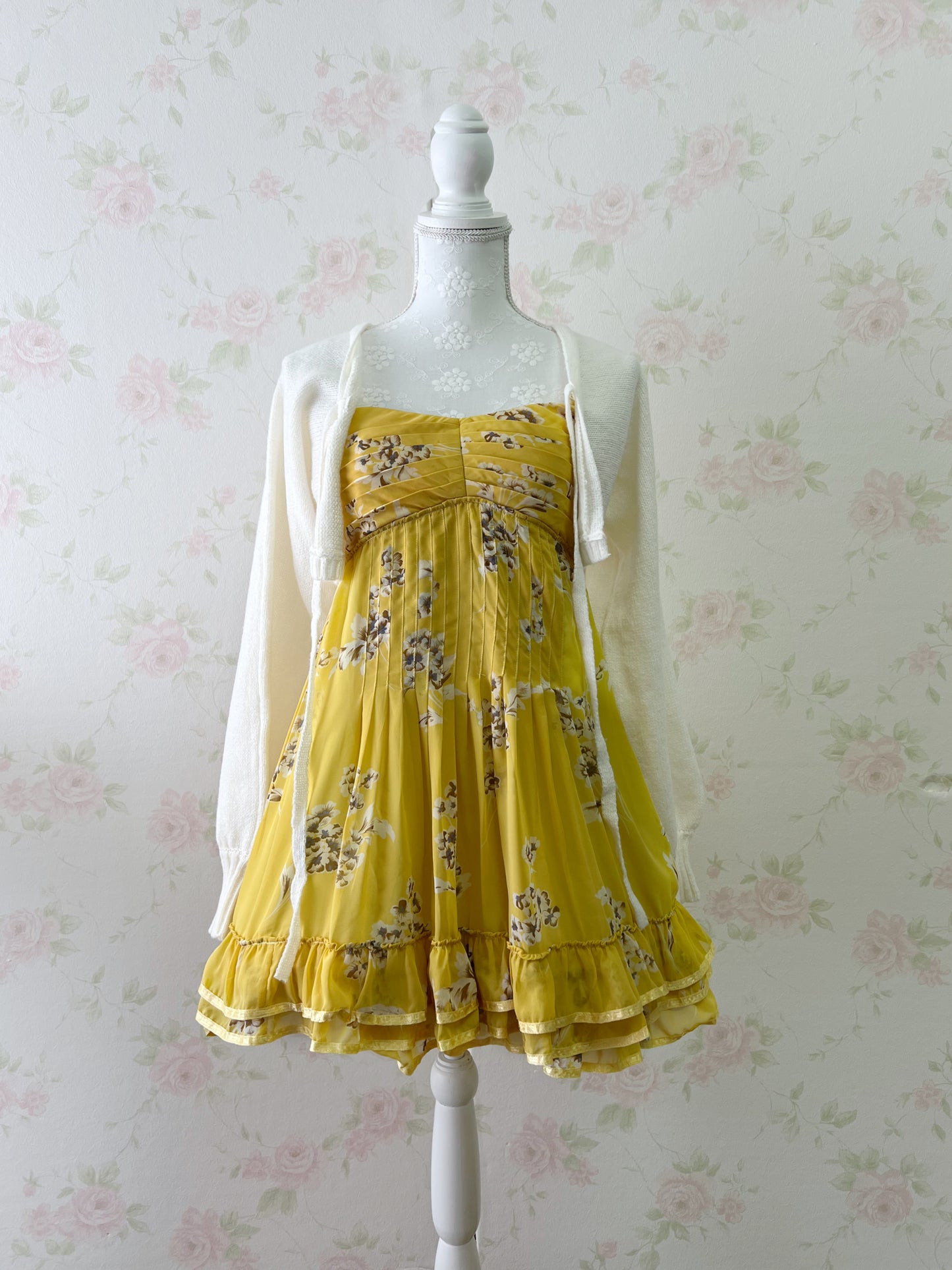 MERCURYDUO Chiffon Camisole Dress (Yellow)