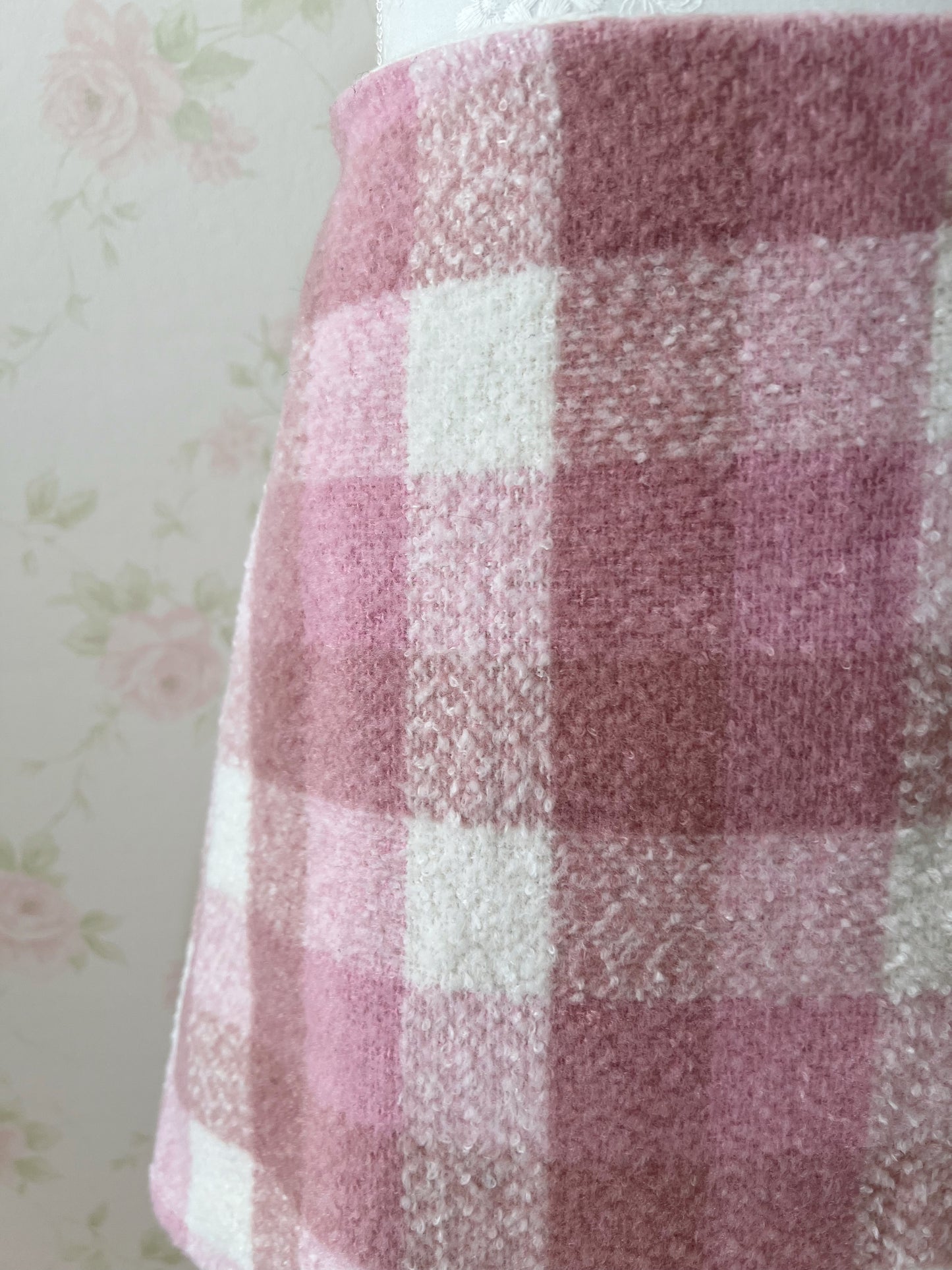 evelyn Checked Trapezoid Skirt (Candy Pink)