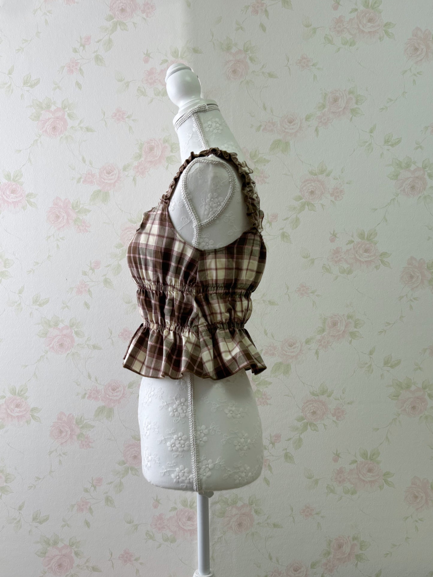 GRL Strawberry Chocolate Checked Girly Top