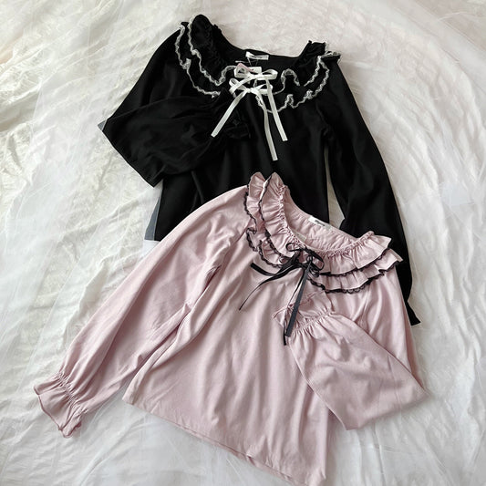 majoretty Ruffled Double Bow Top