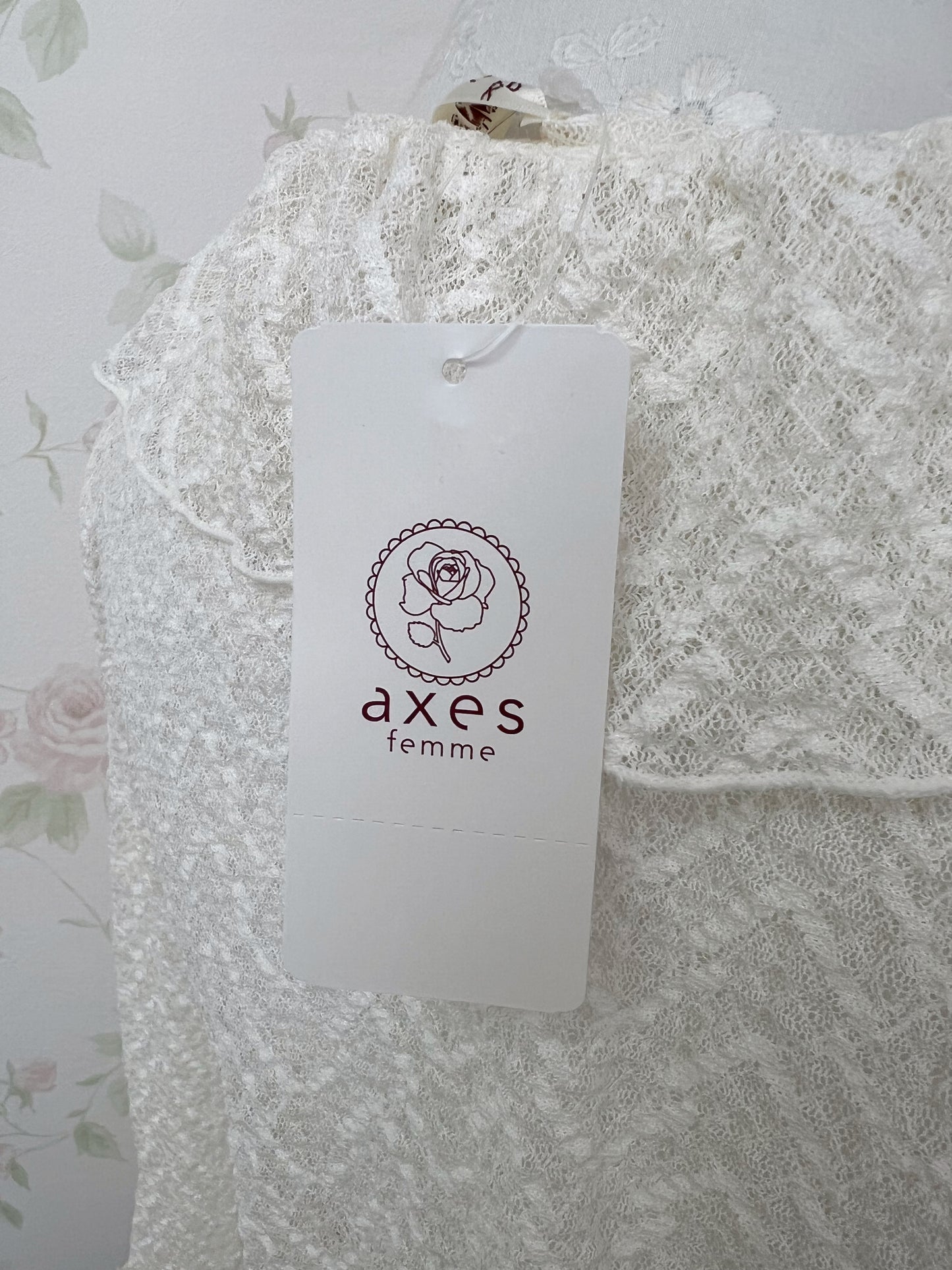 axes femme Lacy Y2K Revival Cardigan (Ivory)