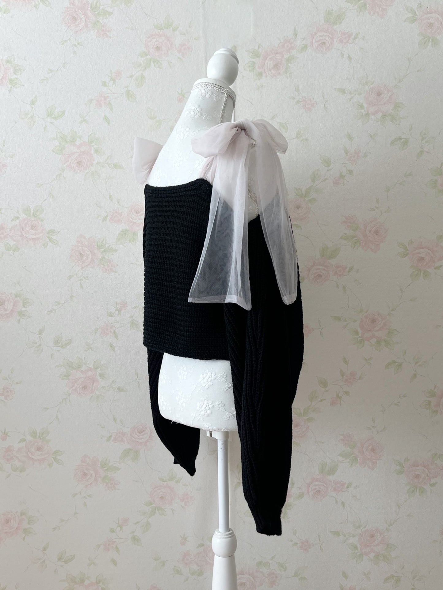 GRL Chiffon Bow Loose Sweater(Black)